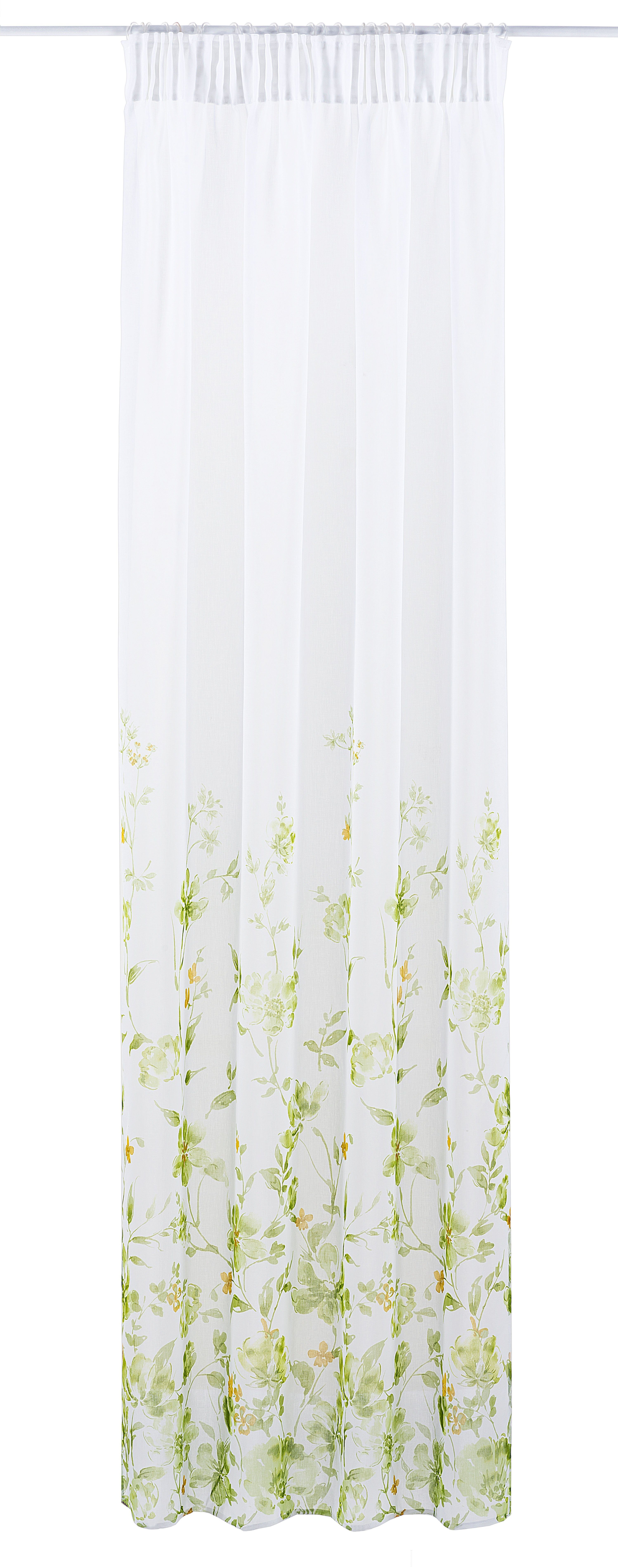 Gardine Kaya, Leonique, Multifunktionsband (1 transparent, mit transparent, verschiedene Größen Blumendesign, white/green St)