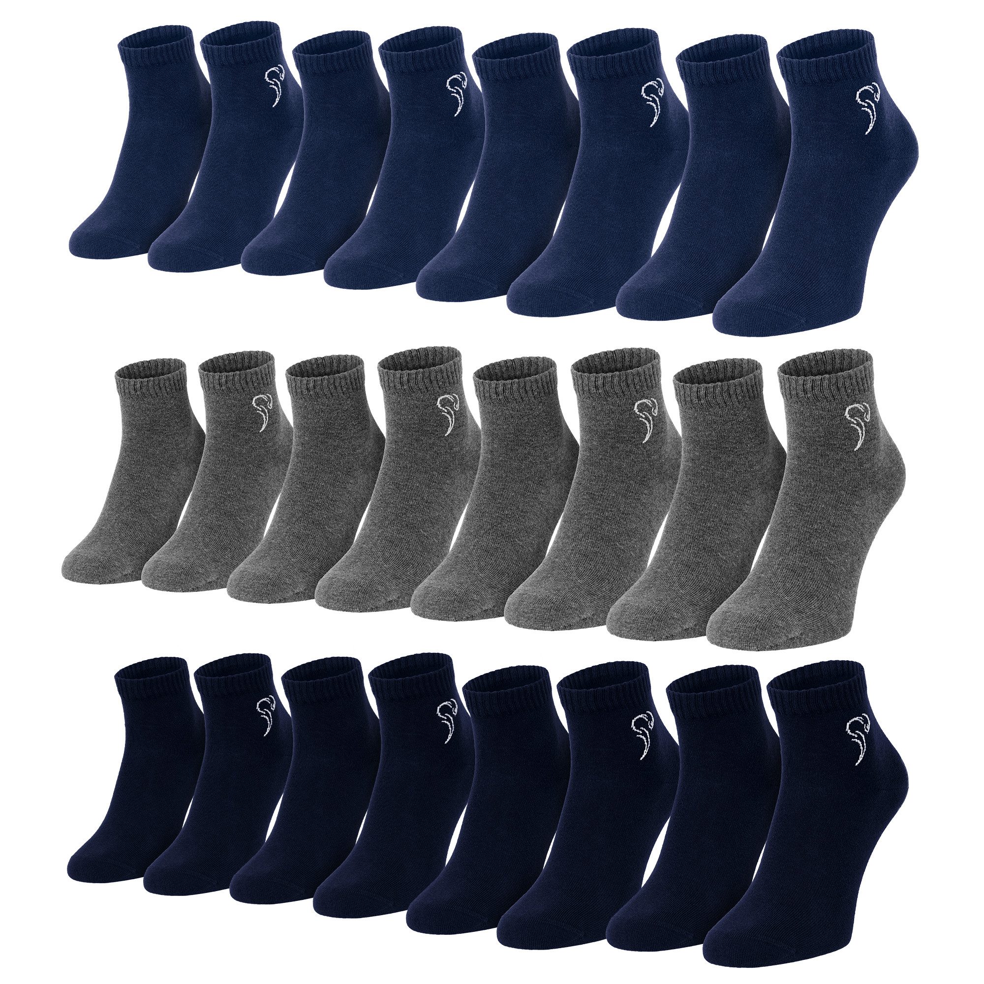 Black Snake Kurzsocken Quarter Socken 12 Paar Damen Herren atmungsaktiv (Socken-Set, 12-Paar, 12 Paar Quarter Socken aus Baumwolle für Damen und Herren) Atmungsaktive Quarter Socken mit ergonomischer Passform