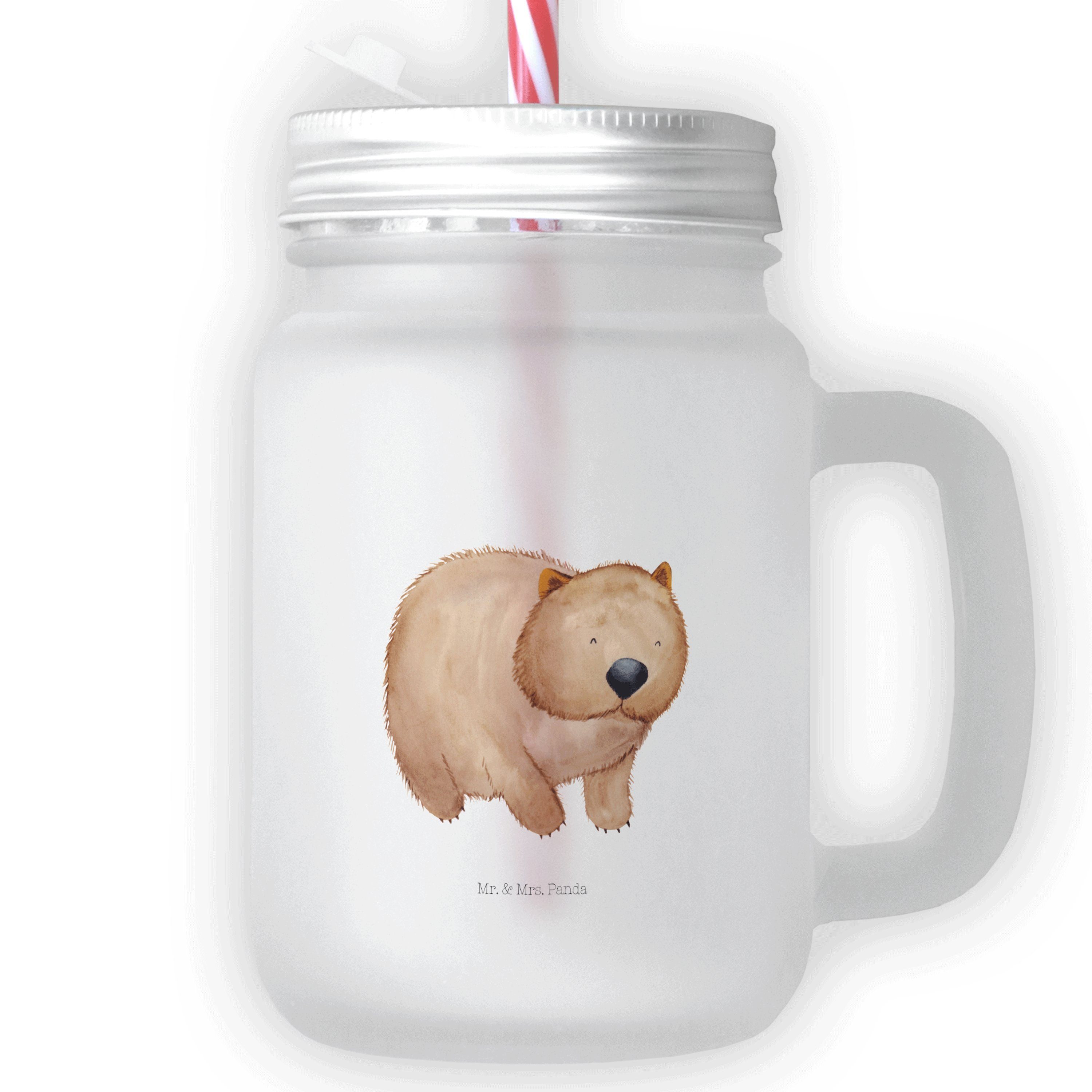Mr. & Mrs. Panda Glas Wombat - Transparent - Geschenk, Henkelglas, lustige Sprüche, Tiere, Premium Glas