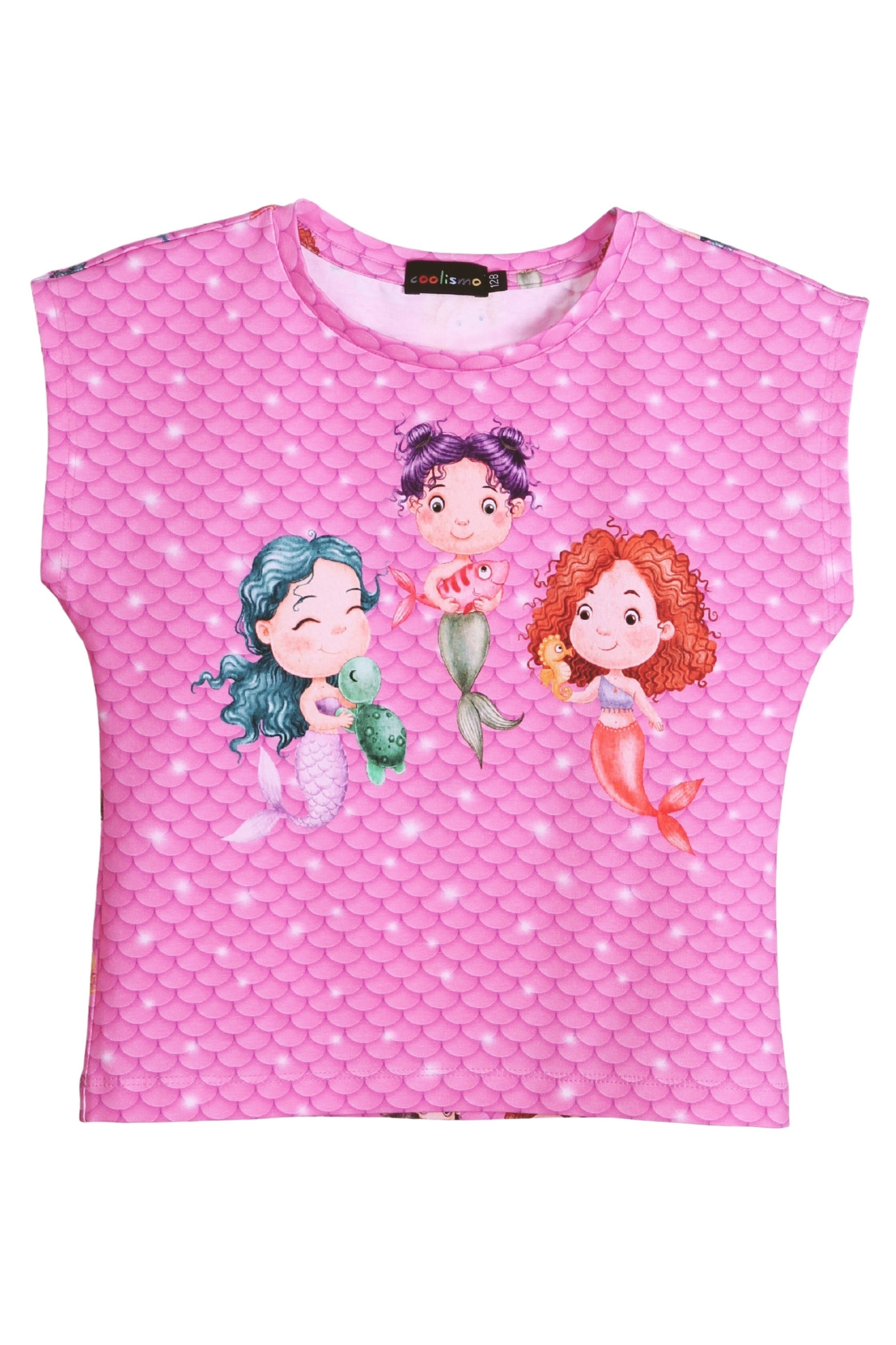 für T-Shirt Baumwolle, europäische Print-Shirt Motiv Mädchen Produktion Meerjungfrau coolismo