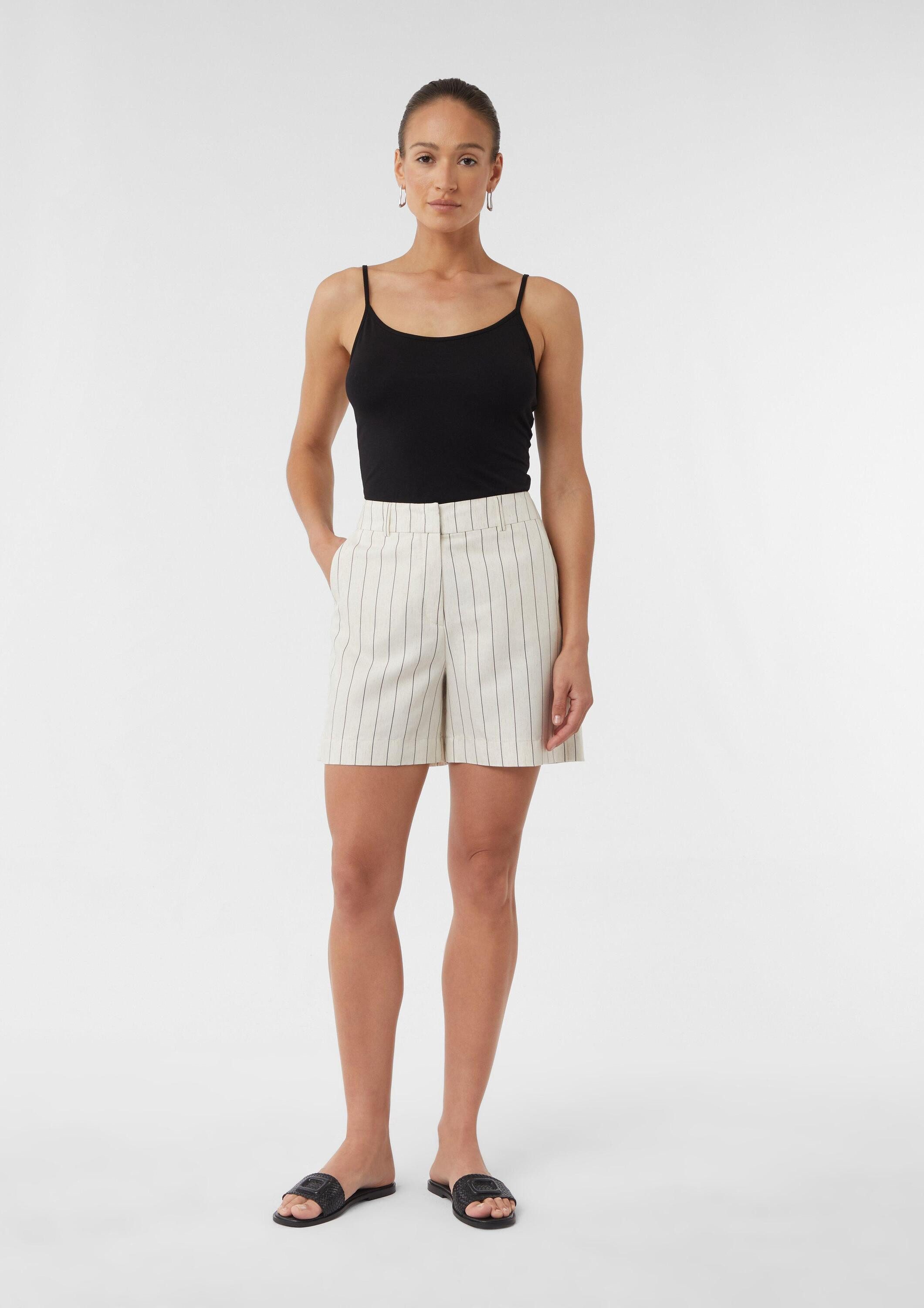comma Шорты Hose Gestreifte Шорты aus Leinenmix