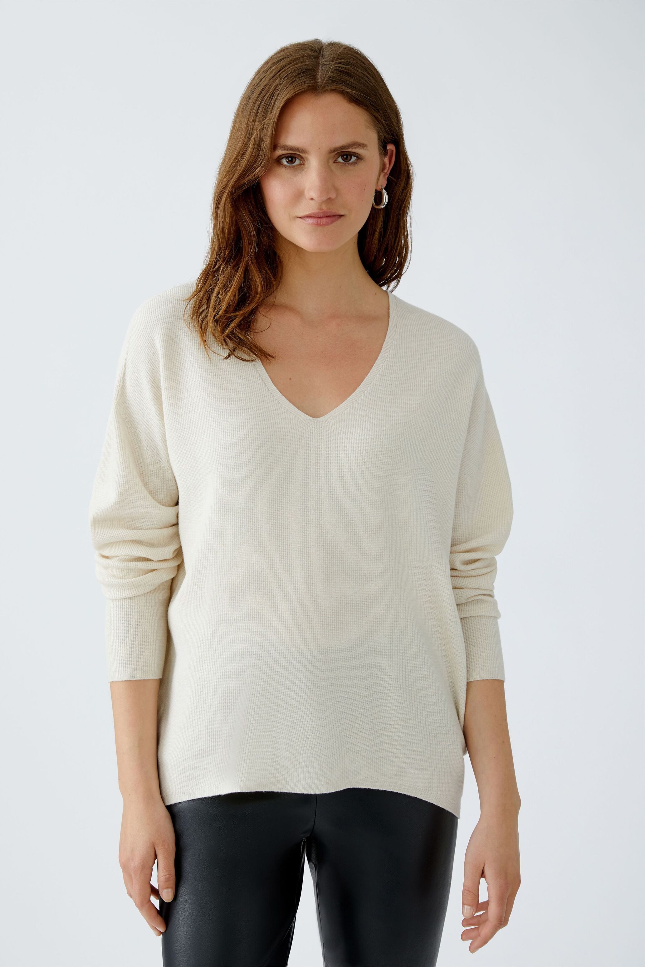 Oui V-Ausschnitt-Pullover FREYJA Pullover Viskosemischung günstig online kaufen