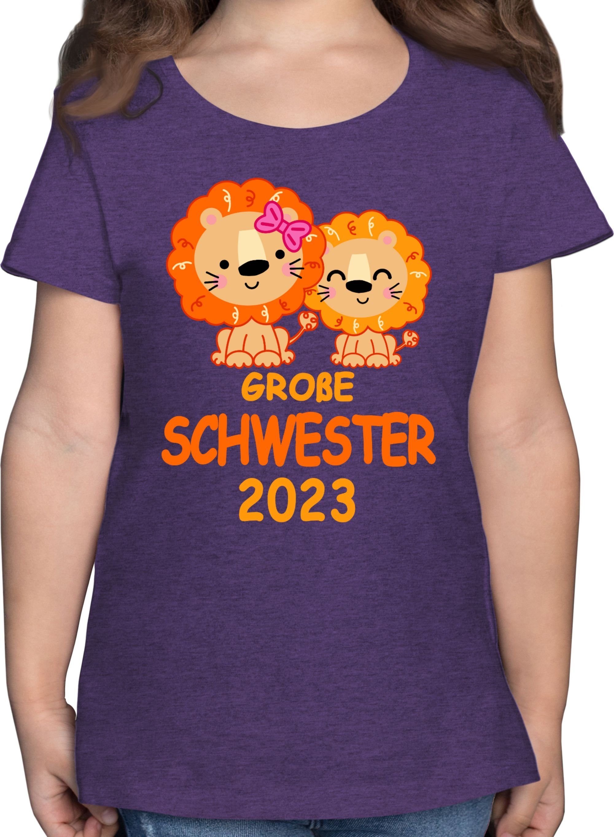 Shirtracer T-Shirt Große Schwester 2023 mit Löwen Große Schwester 2 Lila Meliert