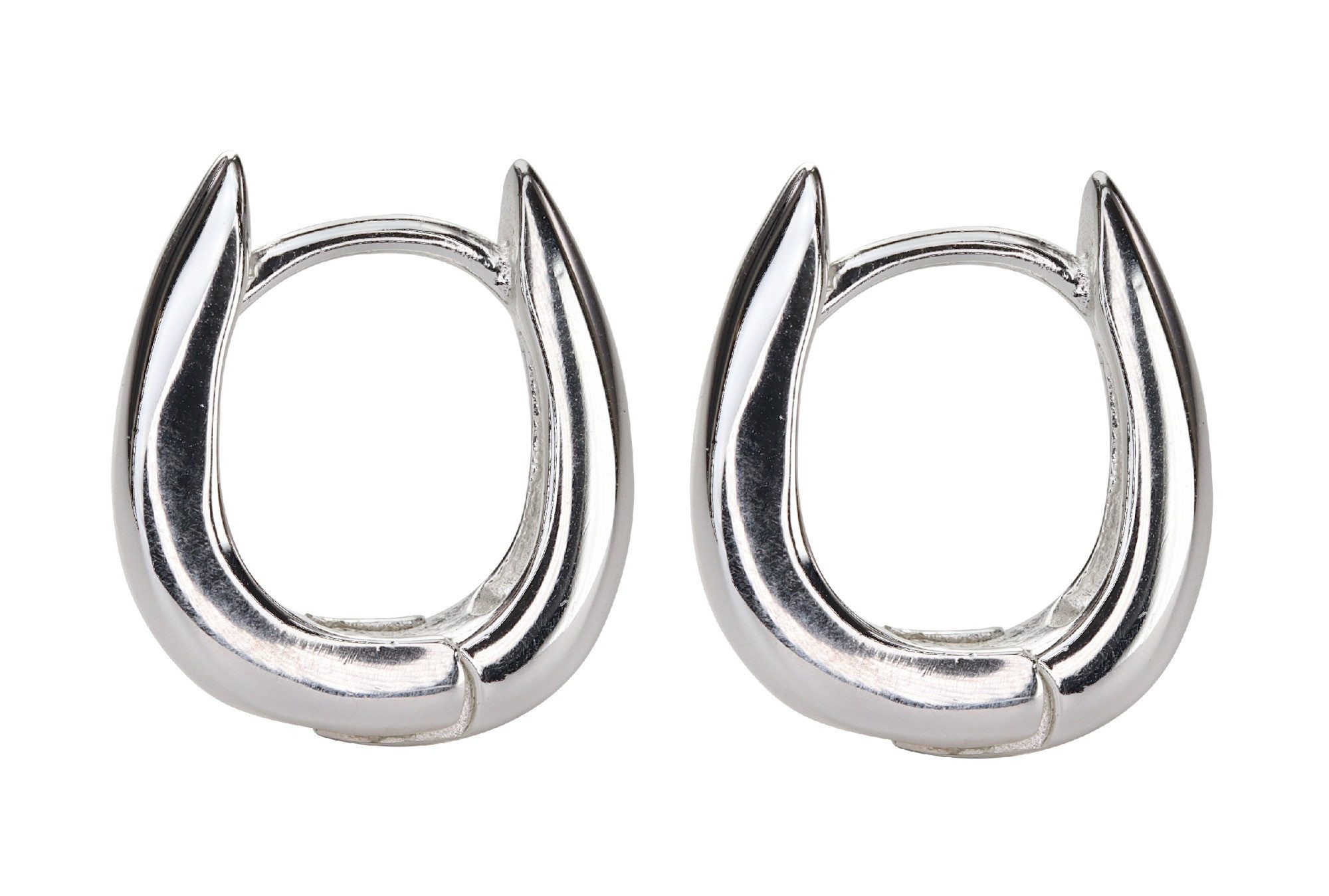 SILBERMOOS Paar Серьги-кольца Zeitlos-klassische Klappcreolen, 925 Sterling Silber