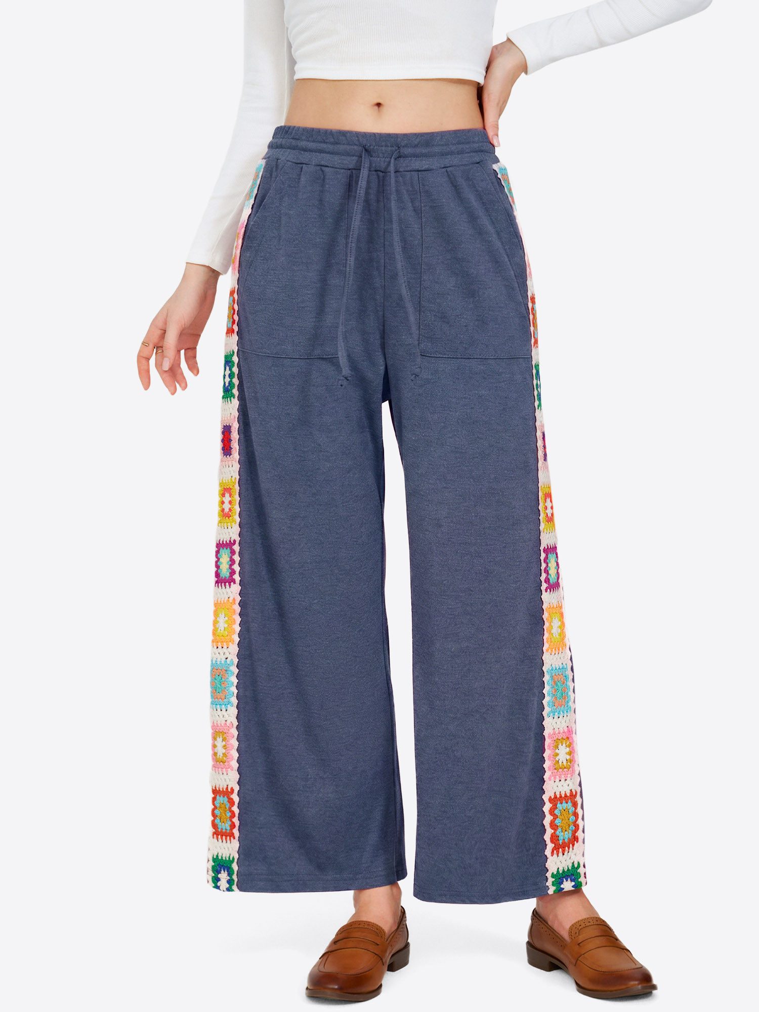 Imily Bela Palazzohose Damen Lässige Hose mit elastischem Bund (Packung, 1-tlg., 1per-Pack) mit Kordelzug