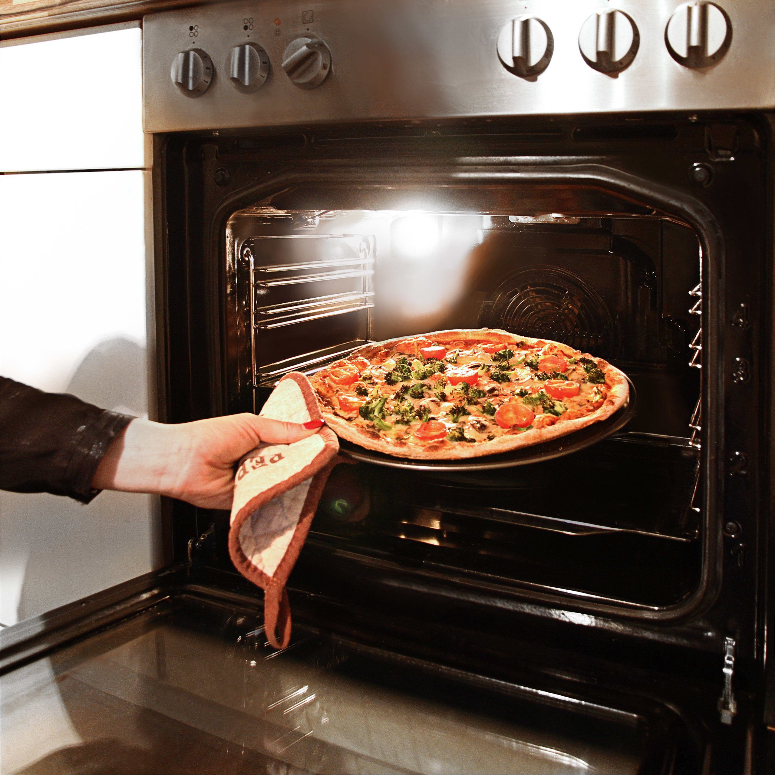 relaxdays Pizzablech rund 4er Set, Stahl