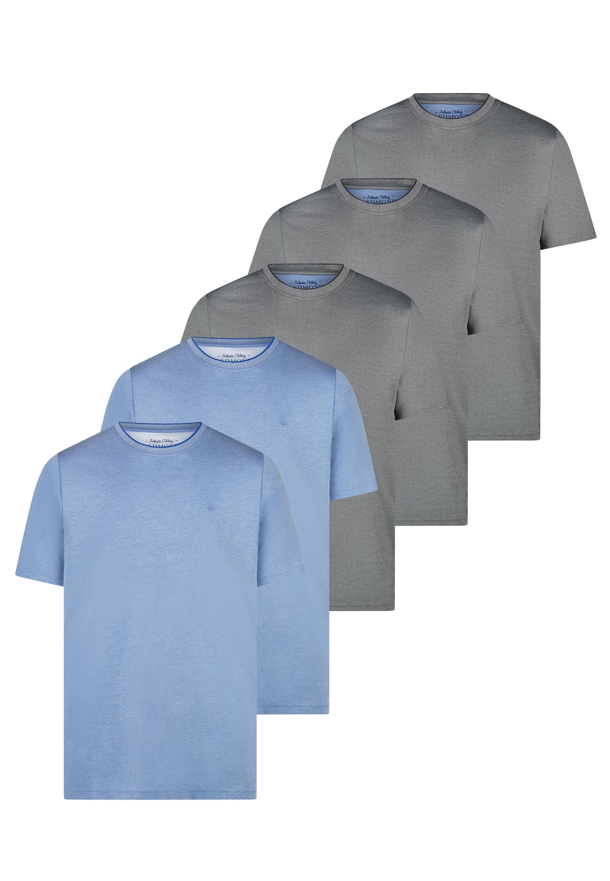 Redmond T-Shirt 5er Pack Basic (Spar-Set, 5-tlg) T-Shirt - Baumwolle - Atmungsaktiv - Klassisches Basic für jeden Tag
