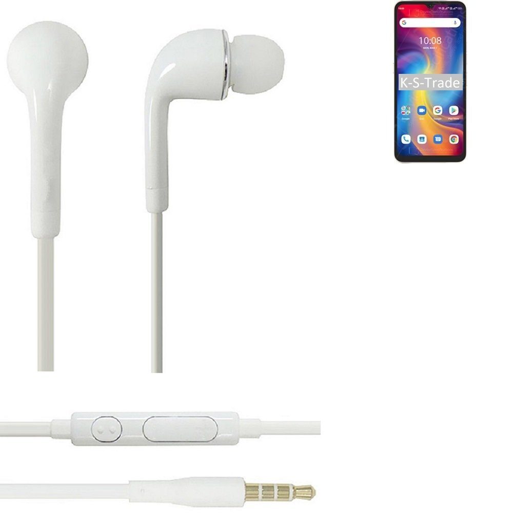 K-S-Trade für UMIDIGI A13 Pro In-Ear-Kopfhörer (Kopfhörer Headset mit Mikrofon u Lautstärkeregler weiß 3,5mm)