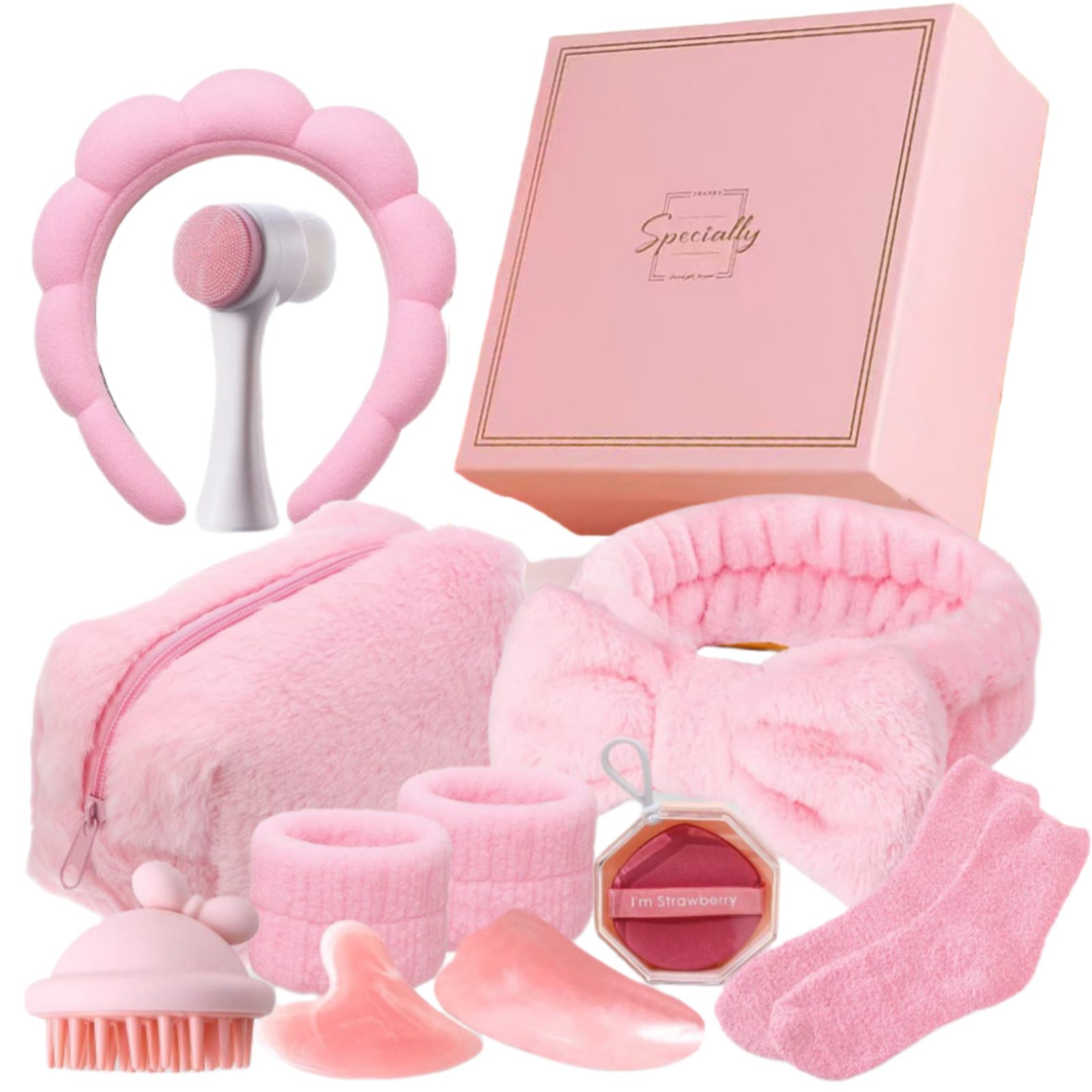 HOMELIVE Gesichtsbürstenaufsatz Hautpflege Set, Gesichtspflege für Damen mit Gua Sha, Geschenk für Geburtstag oder Weihnachten, Geschenkbox