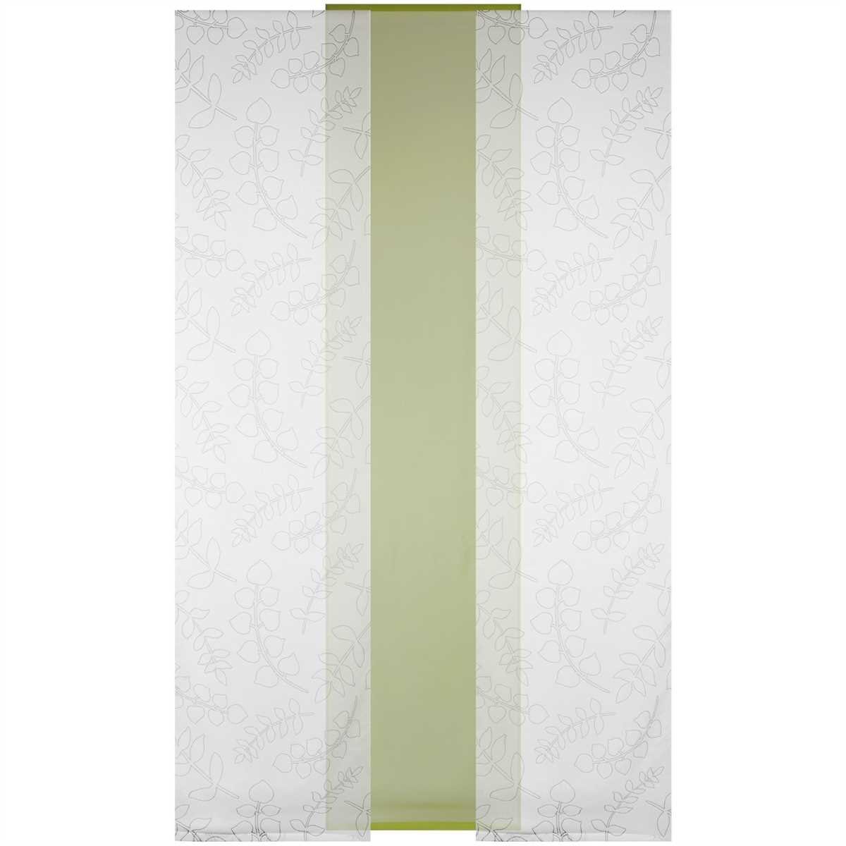 Schiebegardine Klettband 2 260cm Vorhang, (3 Grün transparent, x 60cm Transparente mit (BxL), Klettband Leafs Bestlivings, St),
