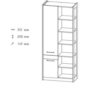 Feldmann-Wohnen Wohnwand Stenly, (1 Stauraumschrank, 1 Sideboard, 1 Standvitrine, 3-St., Gesamtmaße B/T/H: 299 cm / 45 cm / 202 cm), 3-teilig eiche provence schwarz Industrial-Design