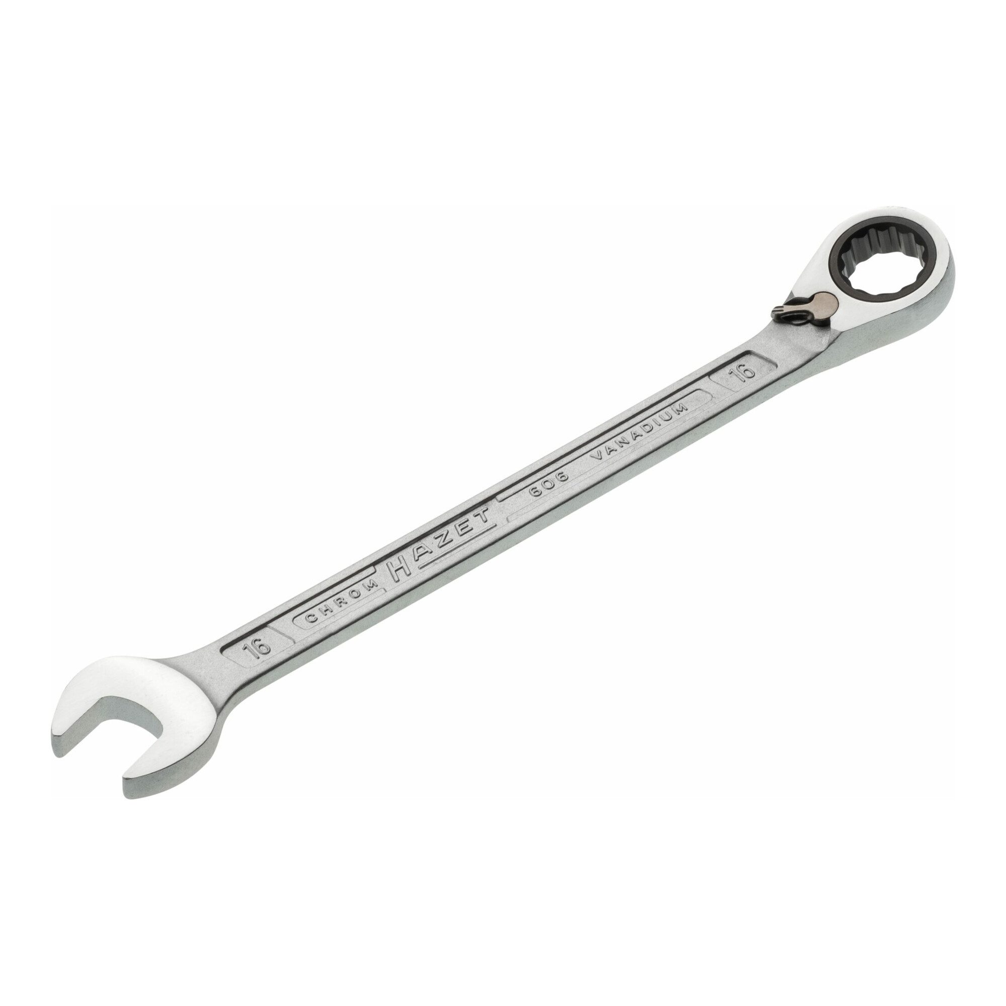 HAZET Ratschenringschlüssel HAZET Knarren-Ring-Maulschlüssel 606-16 16 mm