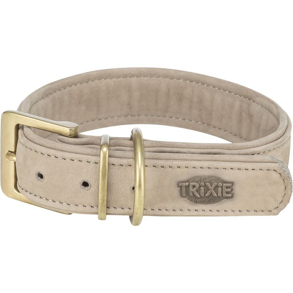TRIXIE Hunde-Halsband Pure Halsband, Leder extra breit - hellgrau - 25–31 cm/25 mm, Leder