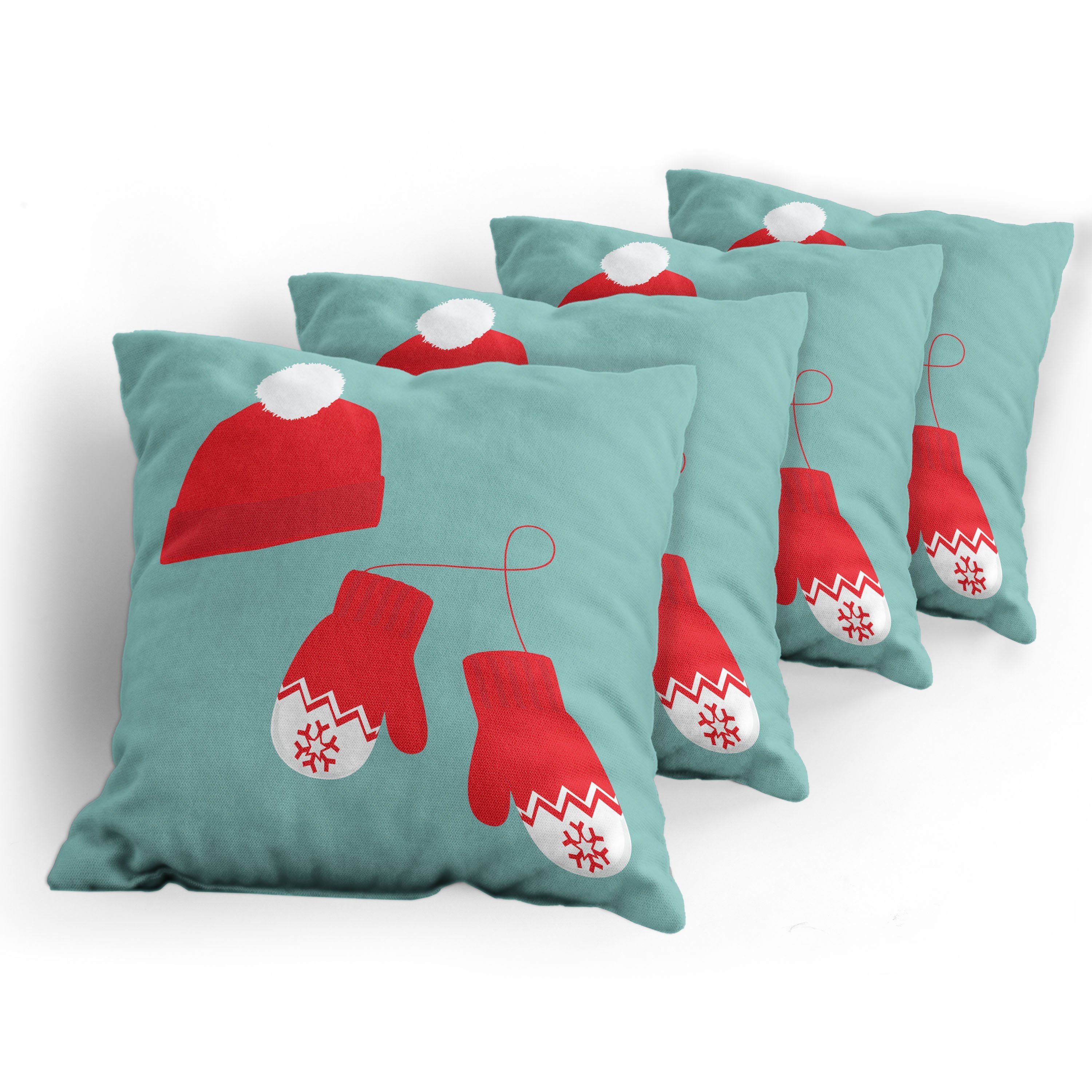 Weihnachten Handschuhe Abakuhaus Hut Doppelseitiger Modern (4 Stück), Kissenbezüge Ein Accent Paar Digitaldruck,