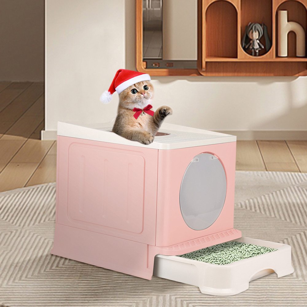 JEOBEST Katzentoilette Katzenklo, mit Deckel, für Katzen bis 15kg