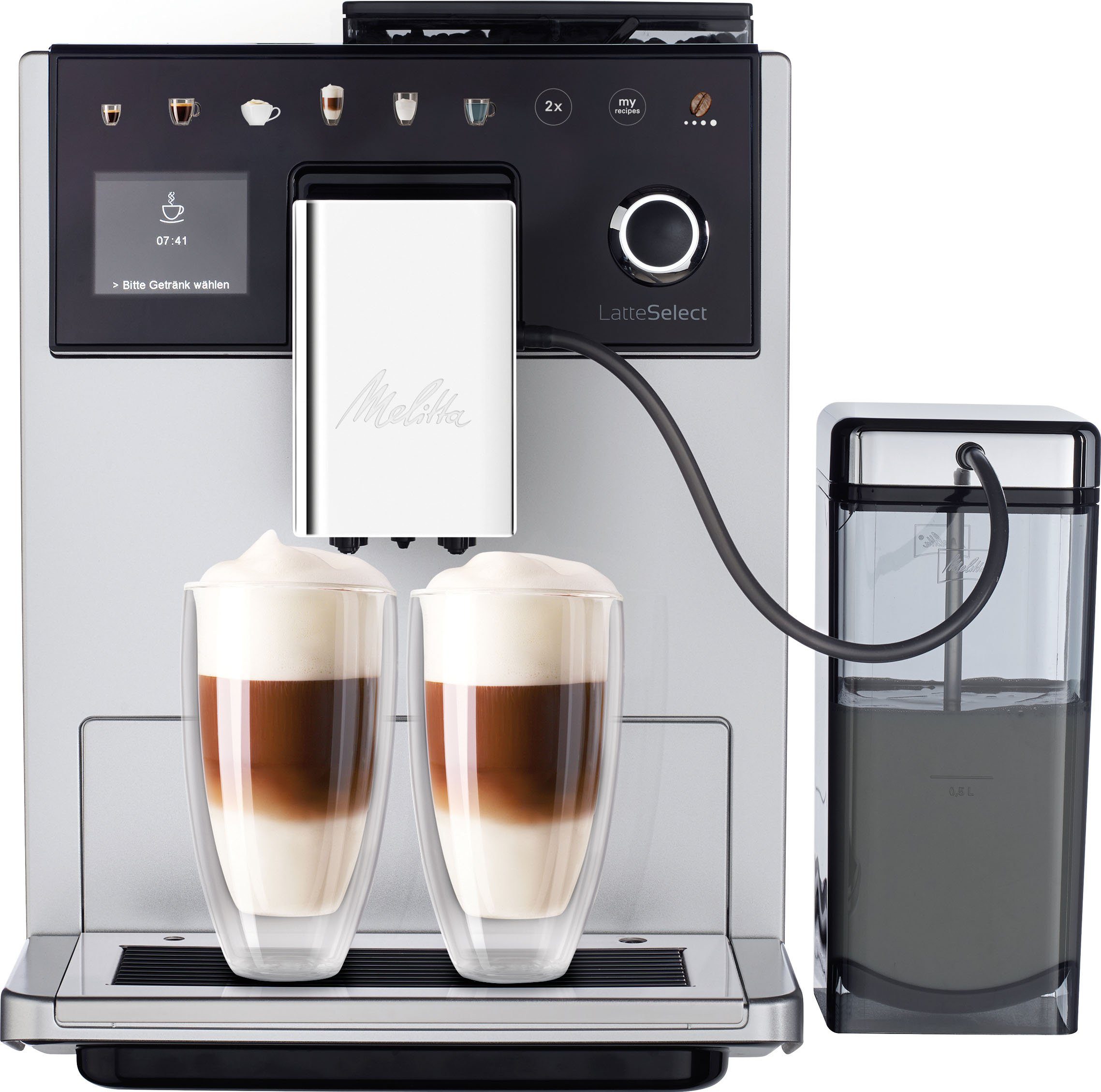 Melitta Kaffeevollautomat CI Touch® Latte Select F 630-201, 12 Kaffeekreationen & 6 Benutzerprofile, flüsterleises Mahlwerk