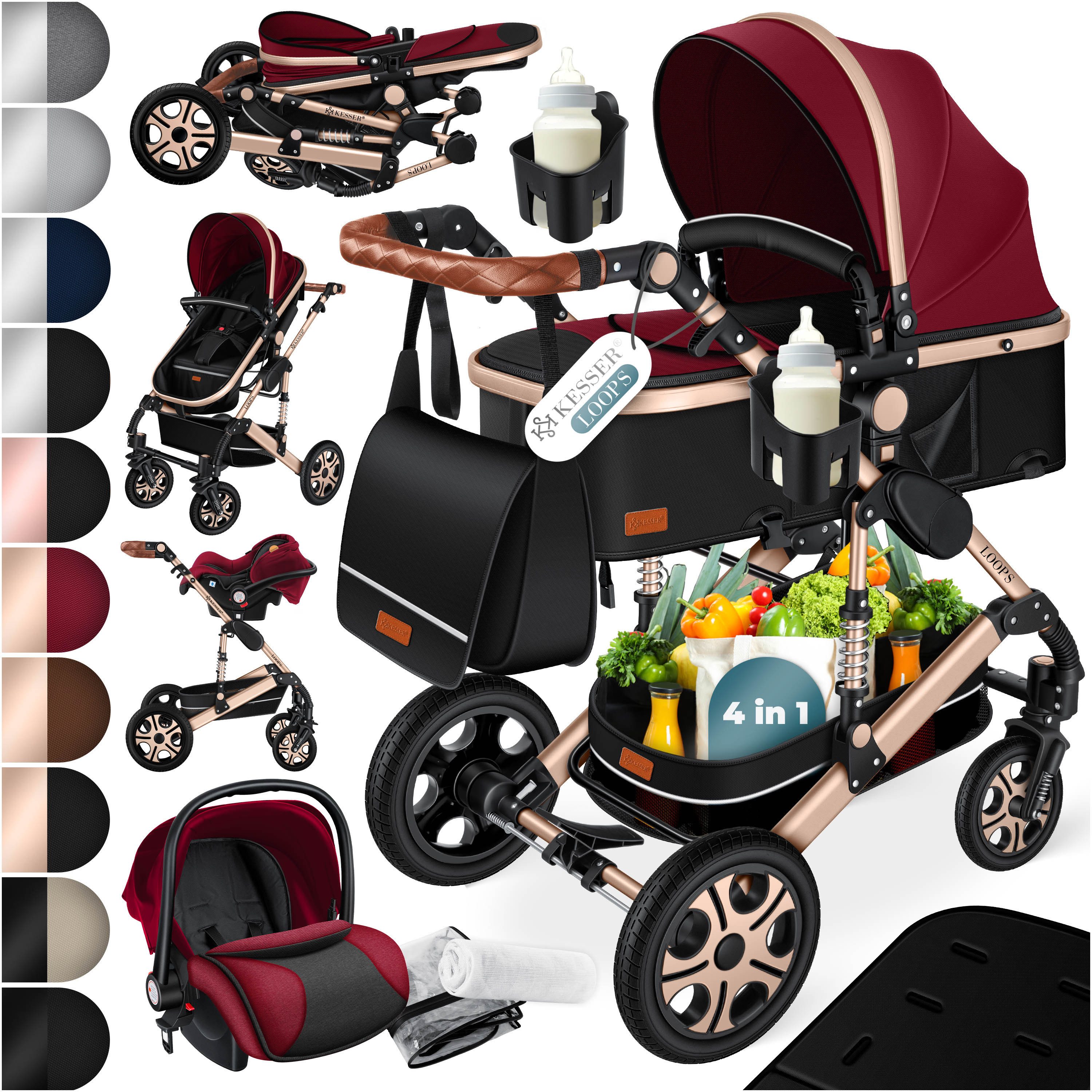 KESSER Kombi-Kinderwagen, 4in1 Loops Kinderwagen Komplettset auch als Buggy, Kinder bis 4 Jahre