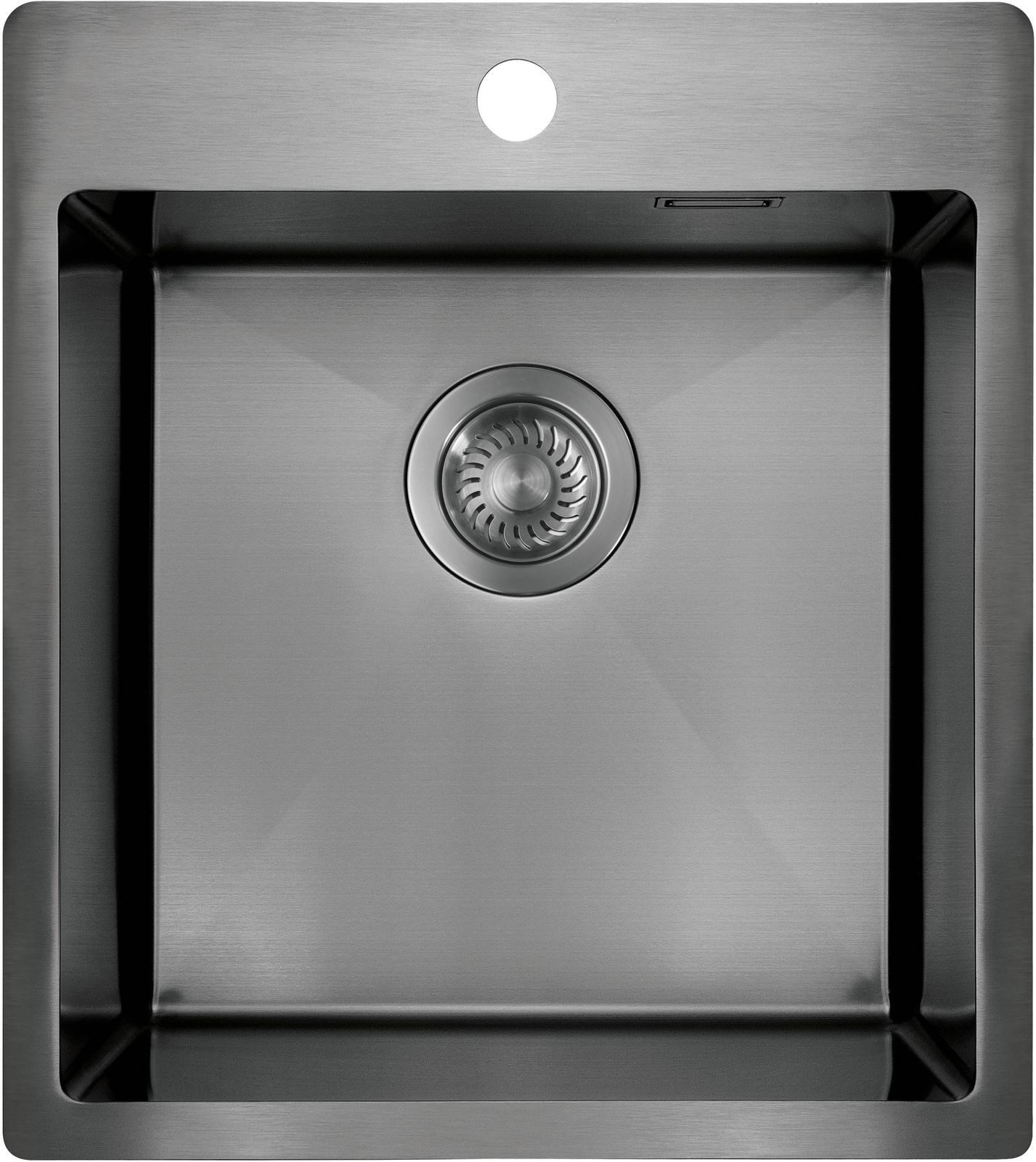 Edelstahlspüle Einbauspülbecken Titanfarben eckig 45 cm Edelstahl mit Siphon