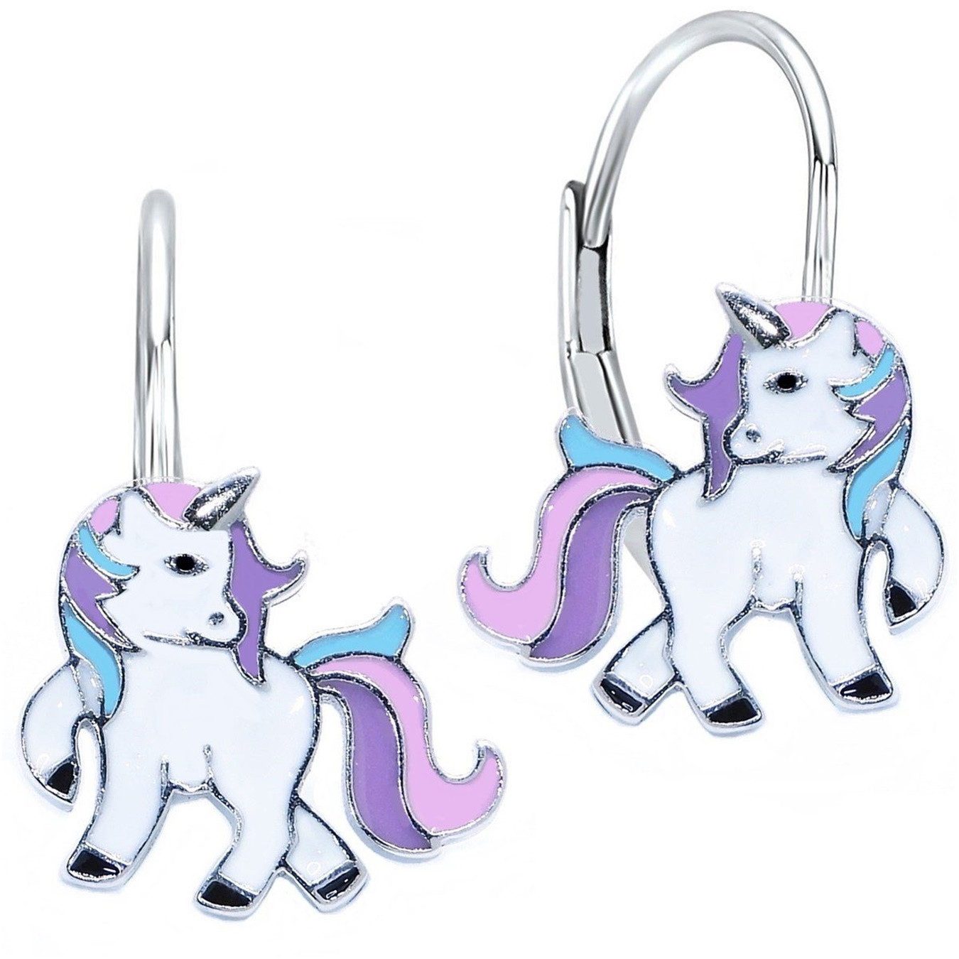 Paar Ohrhänger Mädchen Kinder Einhorn Pferd Ohrringe aus 925 Sterling Silber