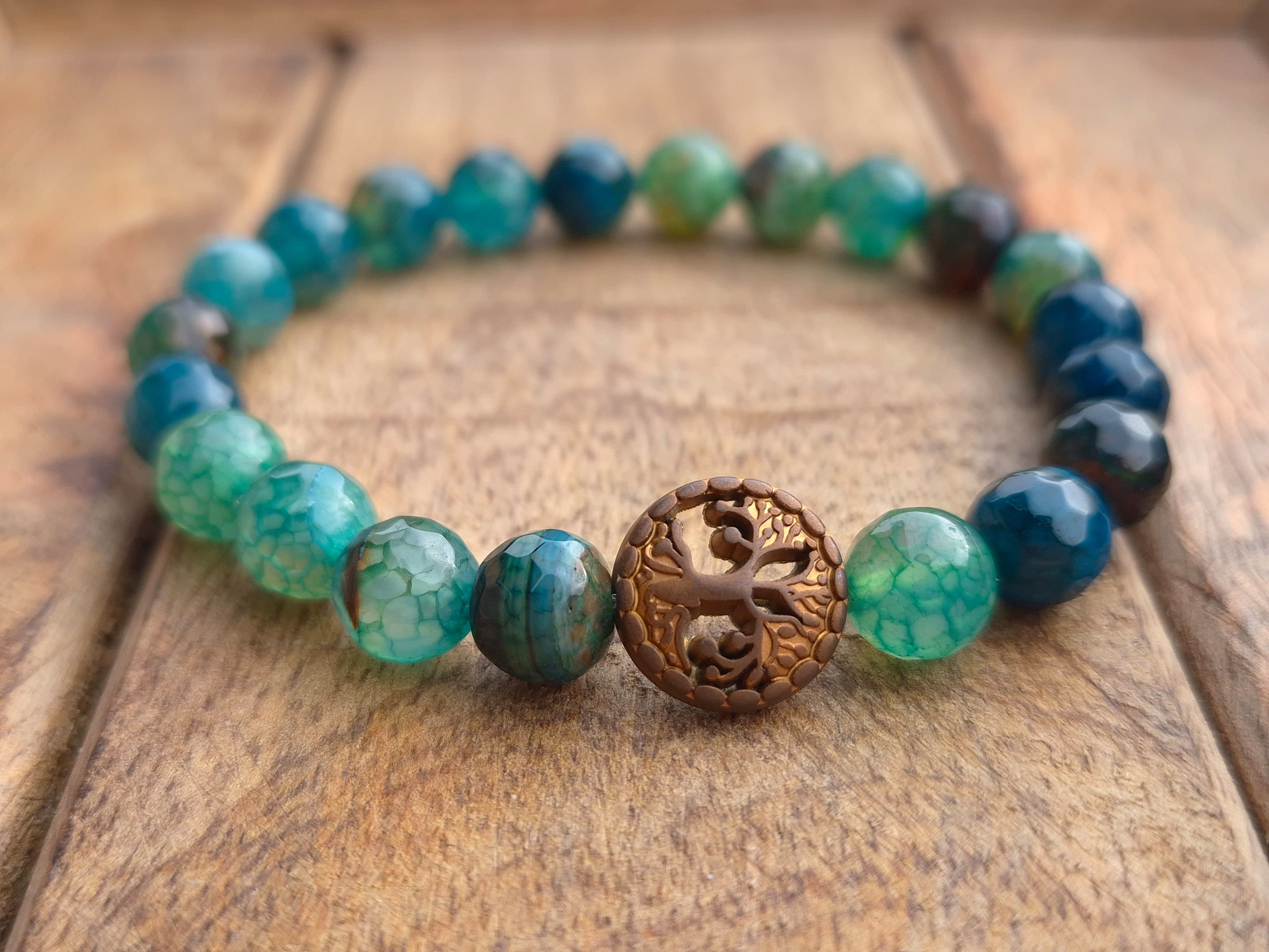 NAHLE Perlenarmband Lebensbaum Achat Naturstein Armband günstig online kaufen