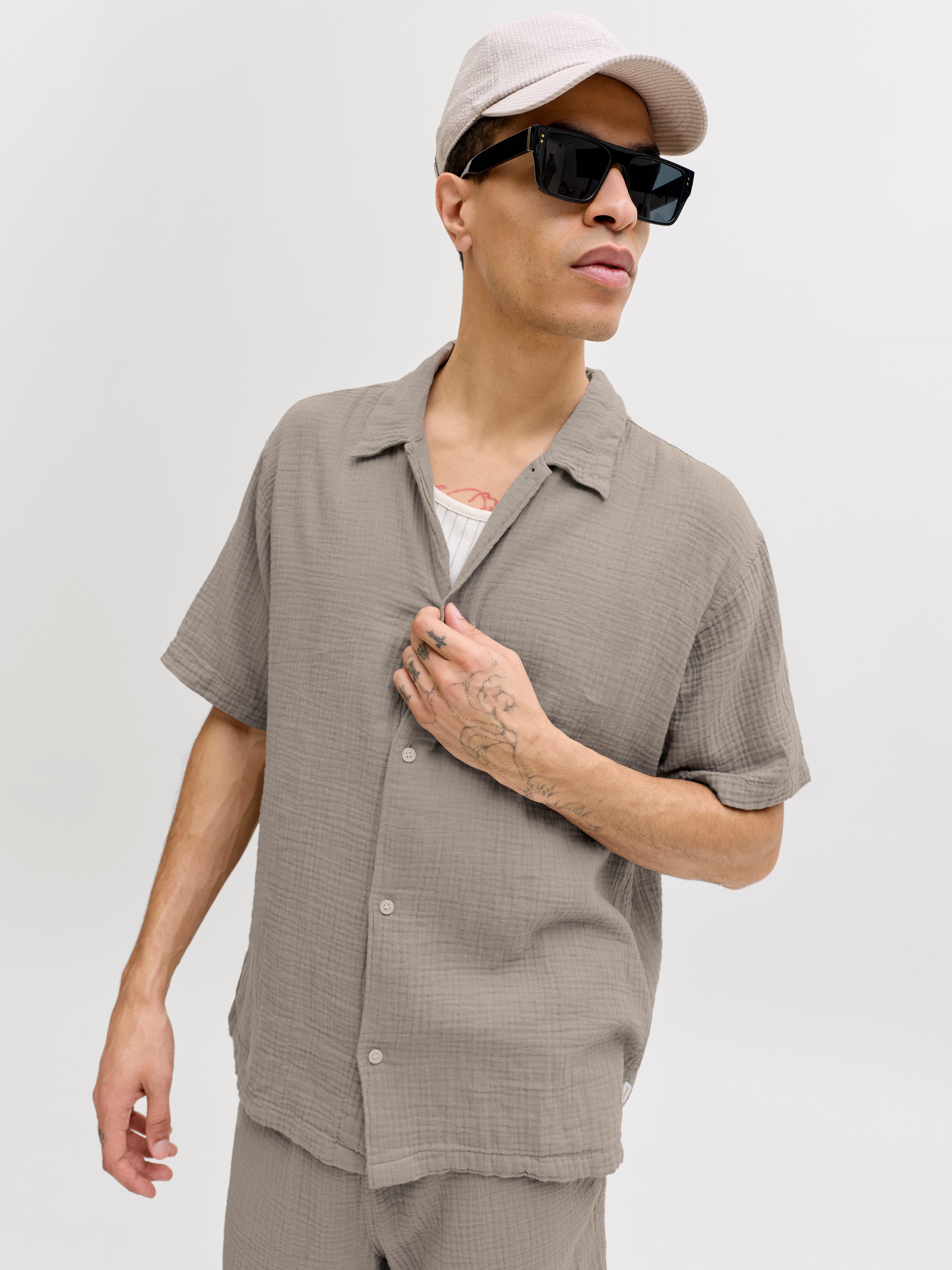 Jack & Jones Kurzarmhemd JORNANTUCKET DOUBLE CLOTH SHIRT SS EA26