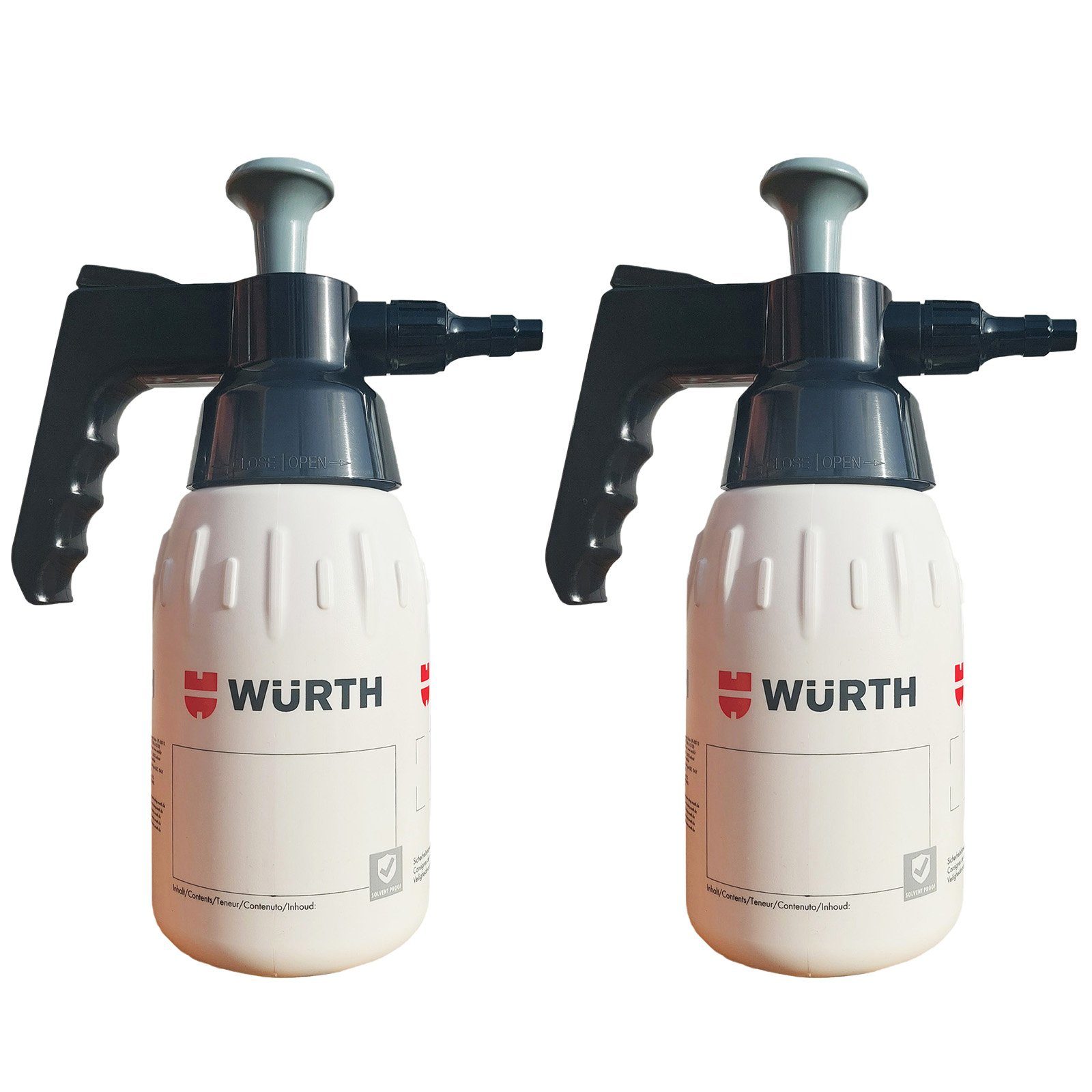 Würth Sprühflasche 2 x Würth Pumpsprühflaschen 1 Liter Grau Lösemittelbeständig Spar-Set, (2-tlg)