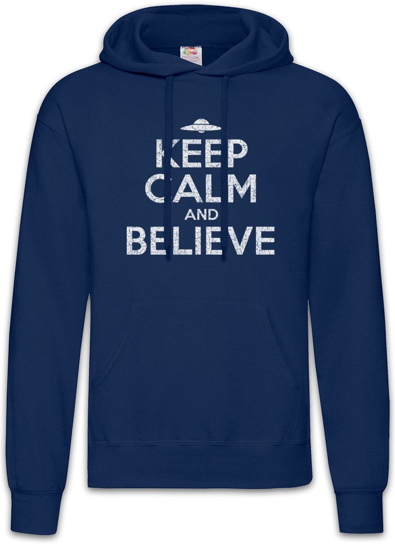 Hoodie Keep Calm And Believe Herren Hoodie Ufo Alien Sign Zeichen Symbol