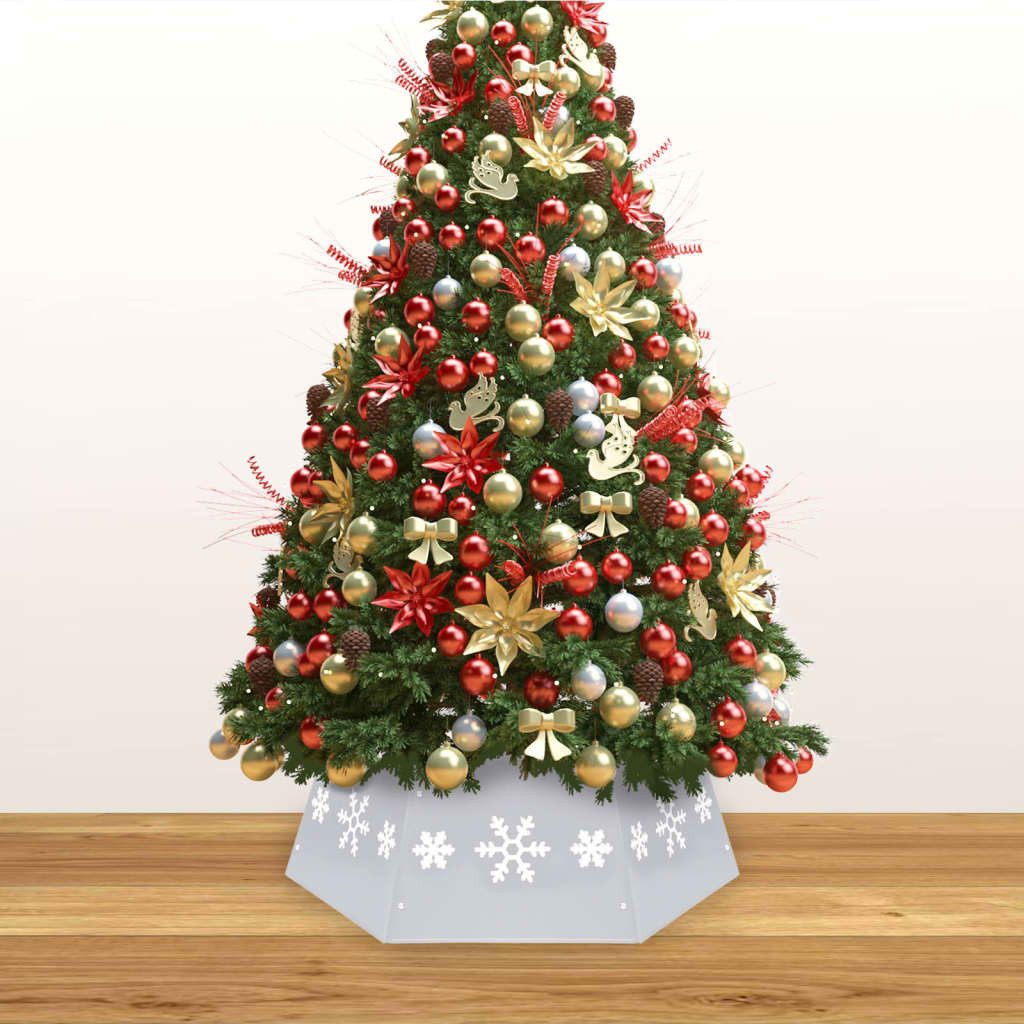 vidaXL Weihnachtsbaumdecke, Weihnachtsbaumrock Silbern und Weiß Ø68x25 cm