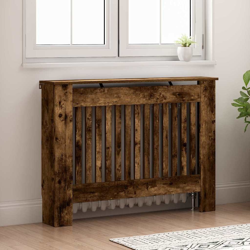vidaXL Heizungsverkleidung 112 x 19 x 81,5 cm Heizkörperverkleidung Holz Geräucherte Eiche 112x19
