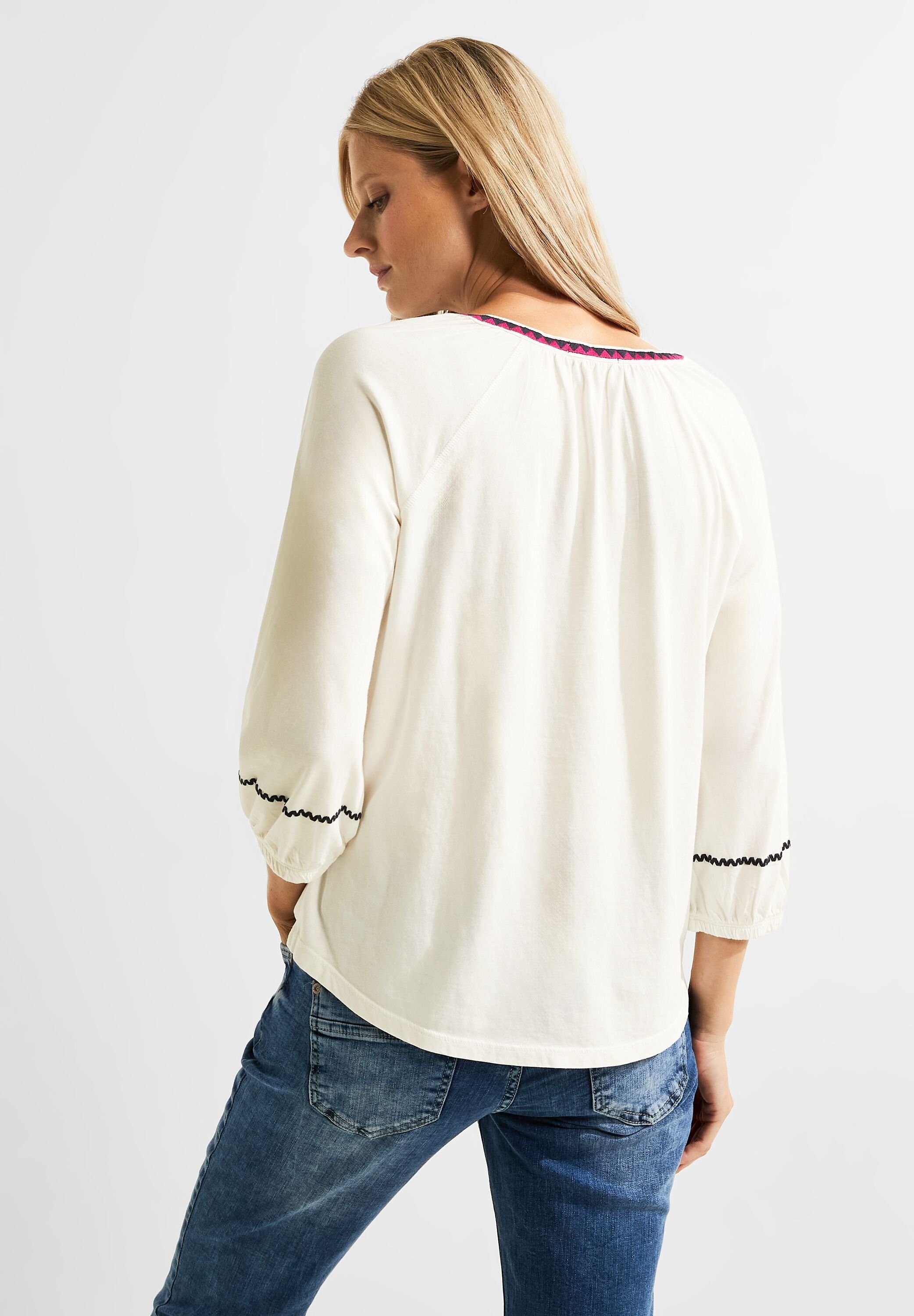 3/4-Arm-Shirt mit Vanilla White Nicht Cecil in Tunikashirt Cecil Stickerei Vorhanden (1-tlg)