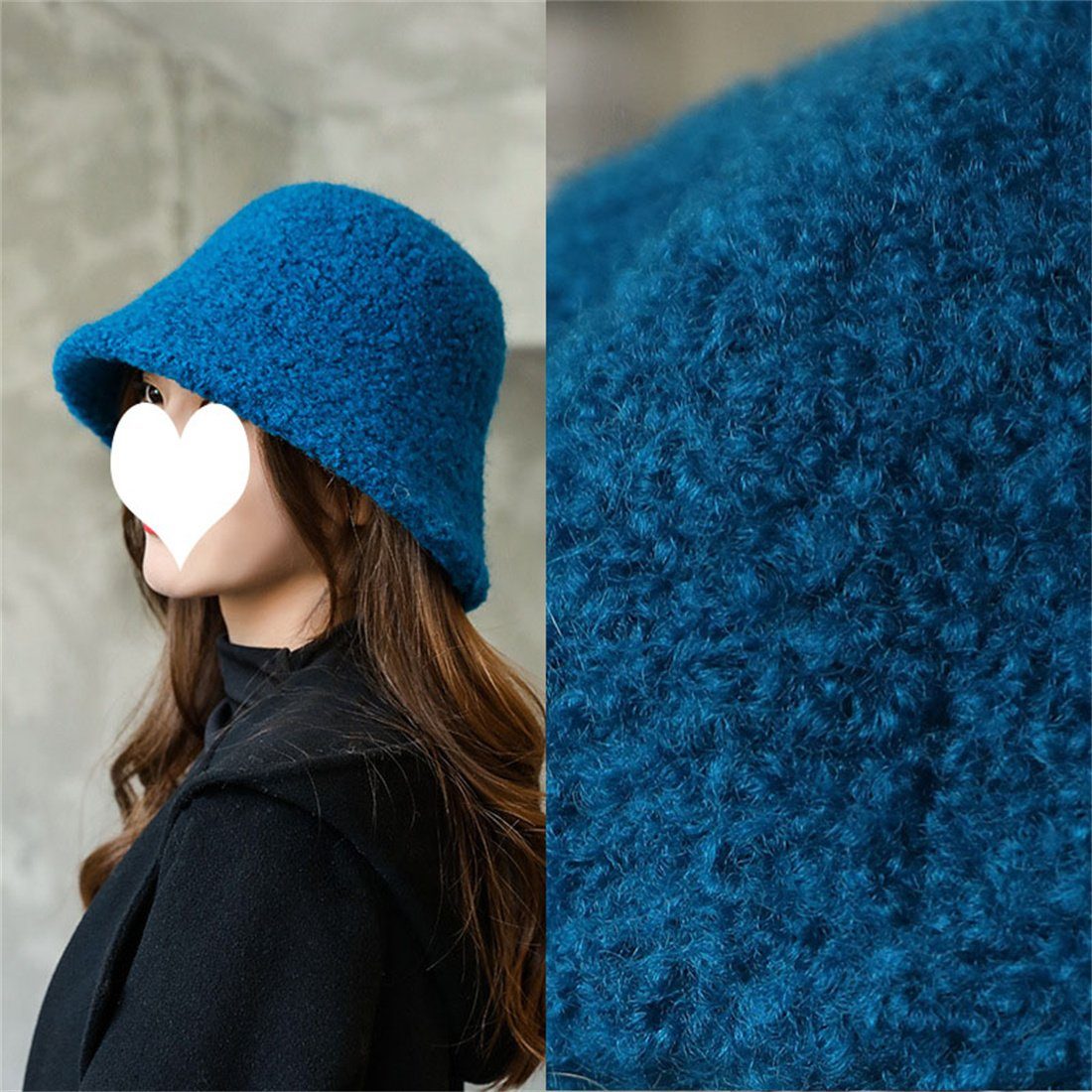 Mode Topf warmen Winter Hut blau Hut, lässig Fischer einfarbig Damen Fischerhut DÖRÖY Plüsch