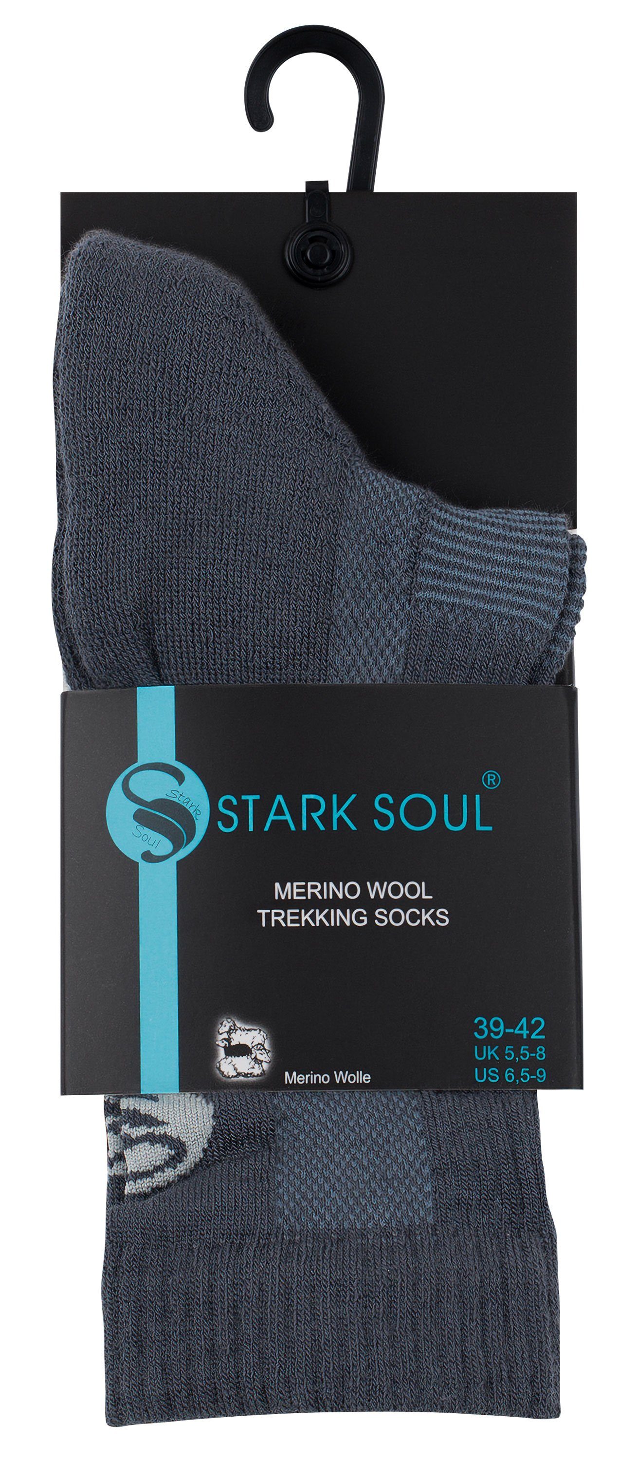 (1-Paar) Paar Unisex Grau Merino Trekking Outdoor Stark Socken, oder 1 3 Soul® Funktionssocken