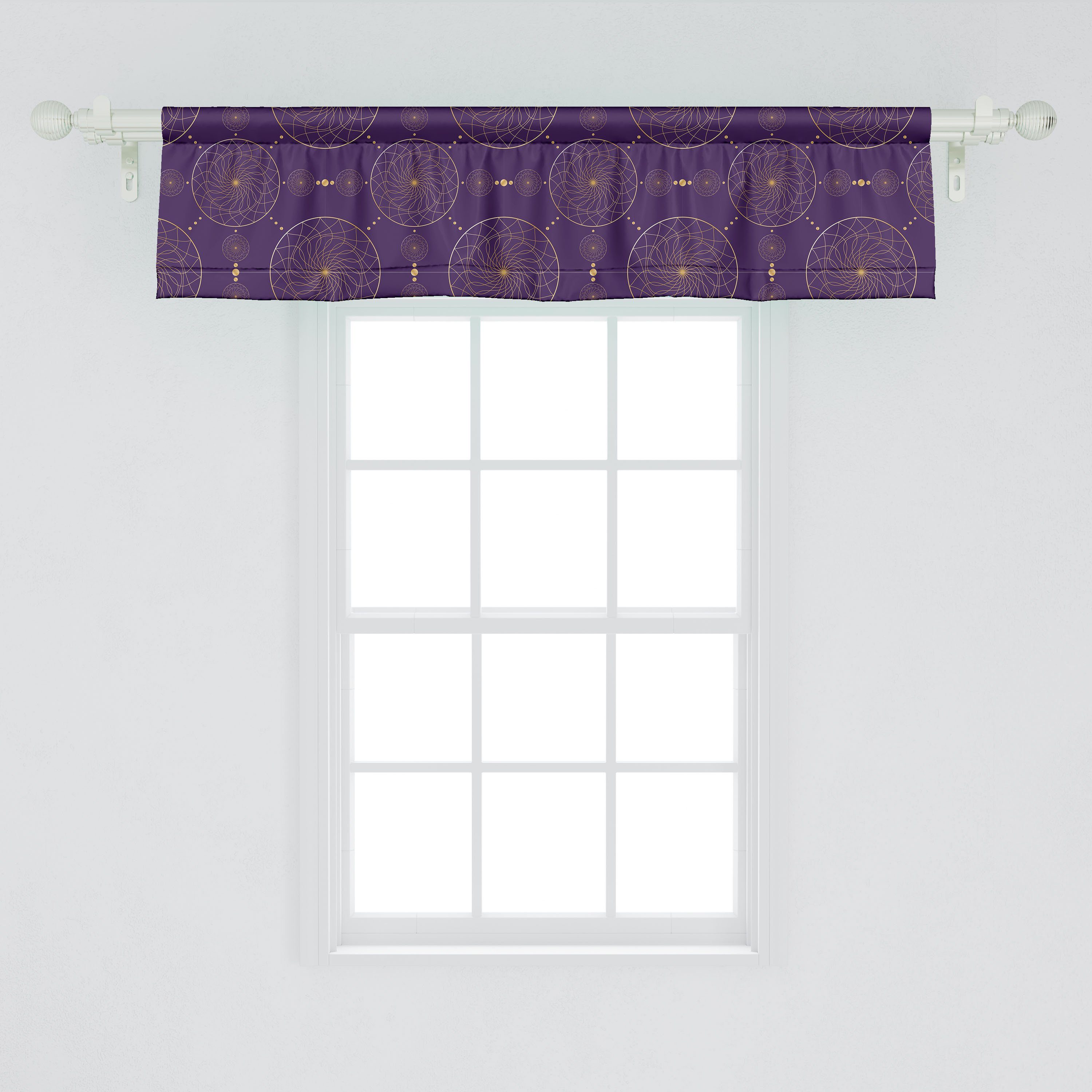 Stangentasche, mit Abakuhaus, Dekor Scheibengardine Volant Illusive Kunstdruck Kreise Microfaser, Abstrakt Küche Schlafzimmer für Vorhang
