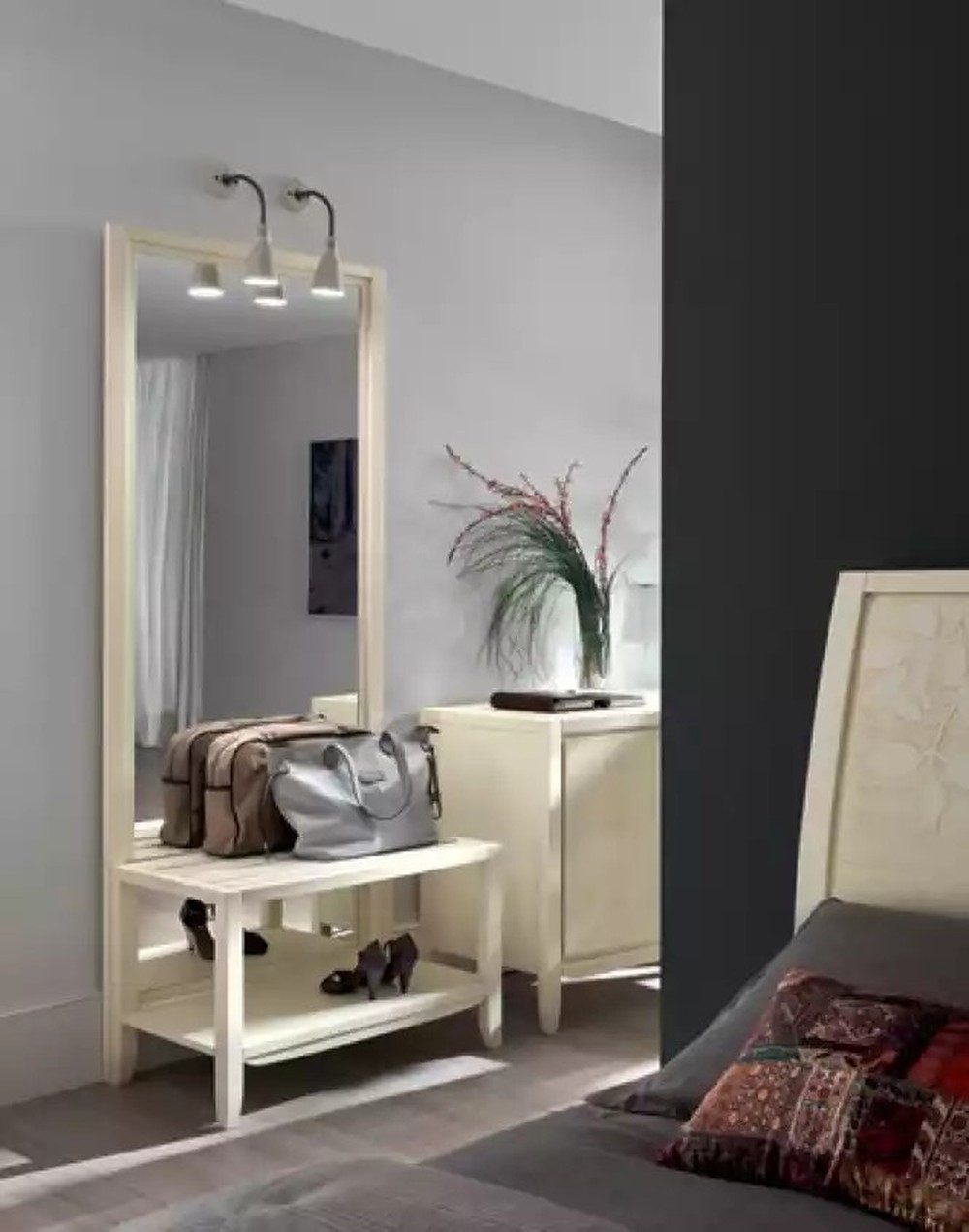 JVmoebel Напольное зеркало Beiger Holzstandspiegel - Italienisches Design für Schlafzimmermöbel (1-St., Напольное зеркало), Made in Europa