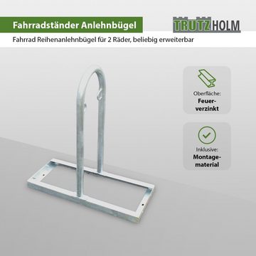 TRUTZHOLM Fahrradständer Fahrradanlehnbügel 90 x 84 cm feuerverzinkt grau mit Bodenrahmen Fahrr