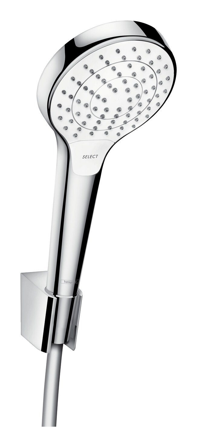 hansgrohe Handbrause Croma Select S, / 1600 - 110 Vario Brausehalterset mm Chrom Weiß mit Brauseschlauch