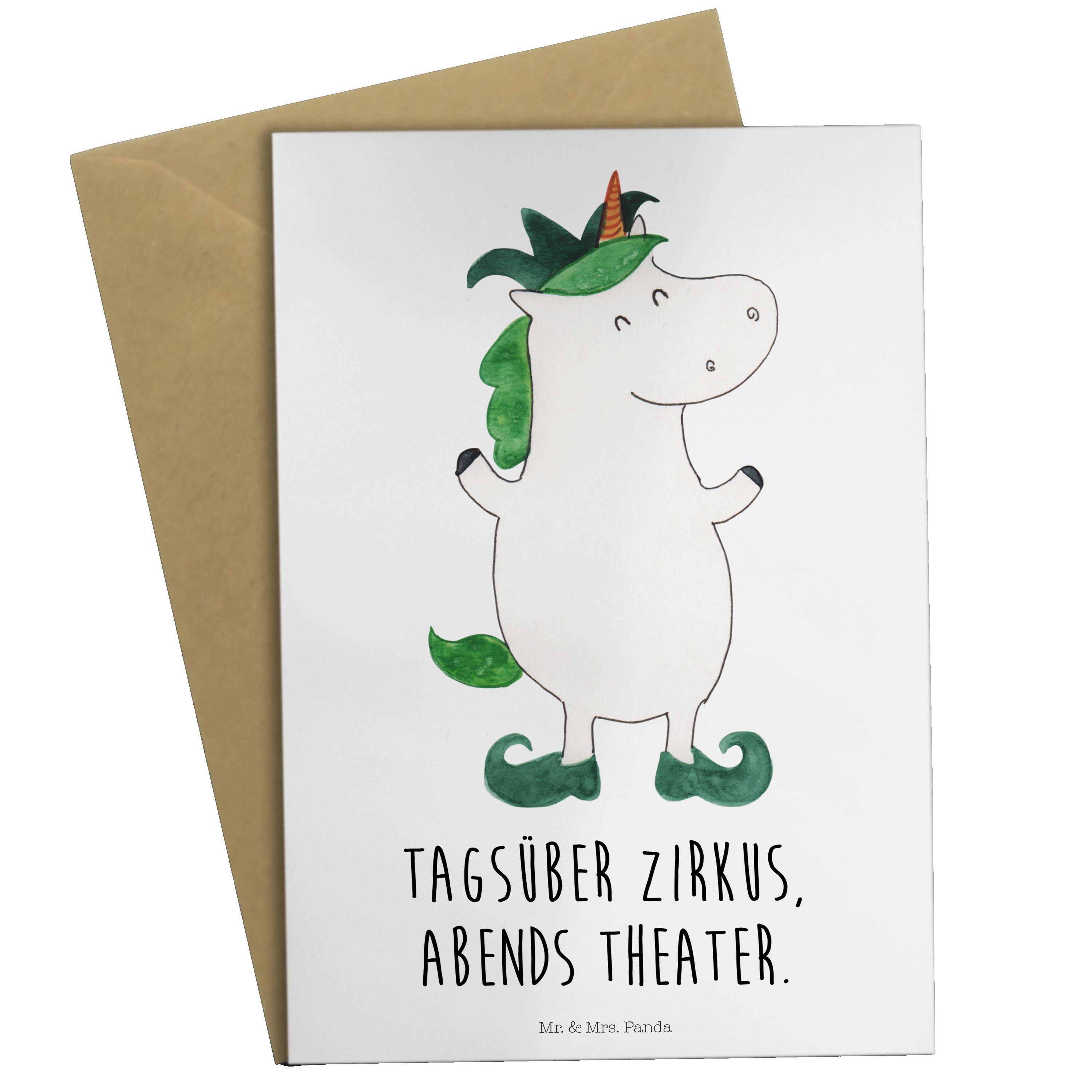 Mr. & Mrs. Panda Grußkarte Einhorn Joker - Weiß - Geschenk, Geburtstagskarte, Glückwunschkarte