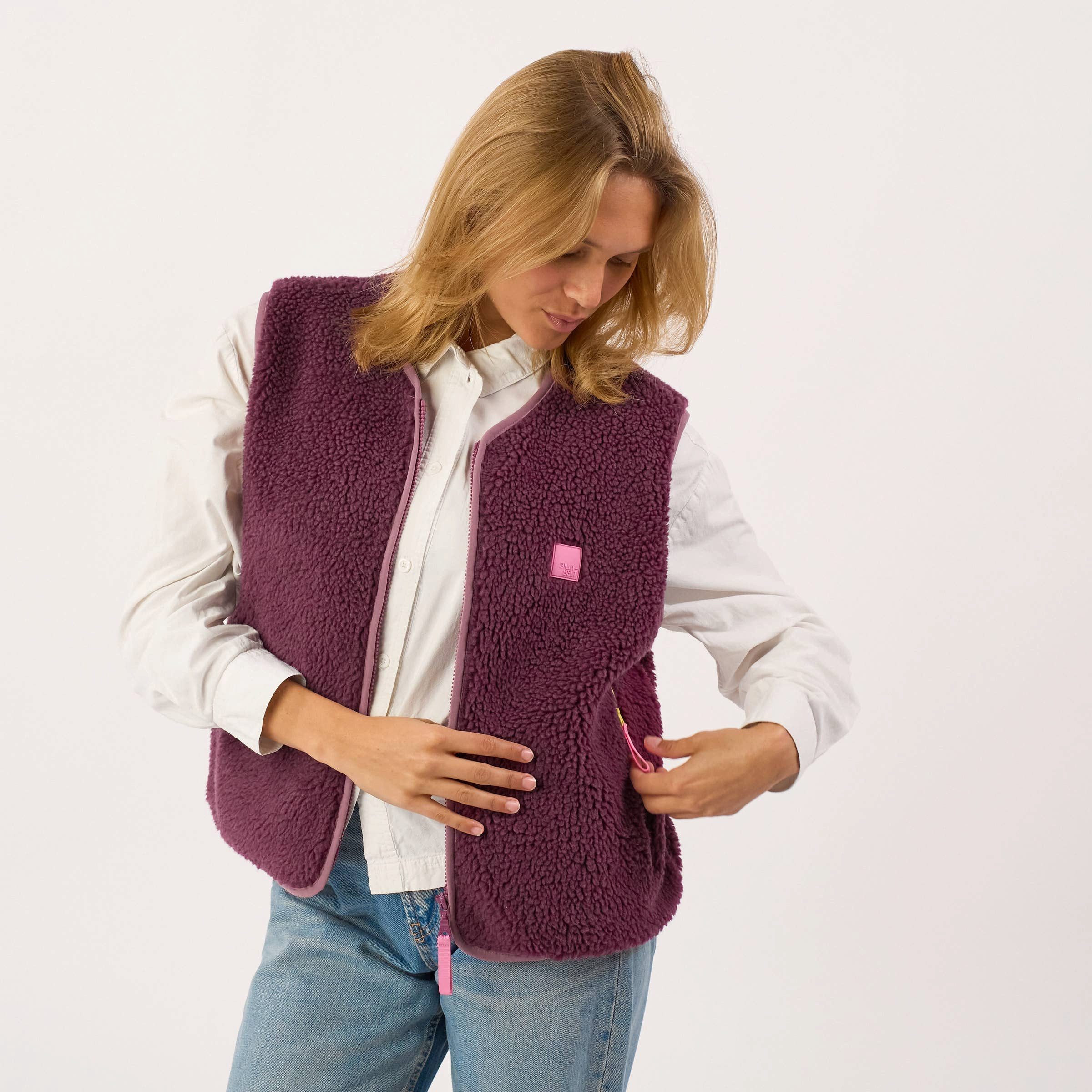 suebidou Plüschweste Ärmellose Damen Sherpa Jacke Weste Farben kreativ, modisches Design, trendy – Bild 5 von 5