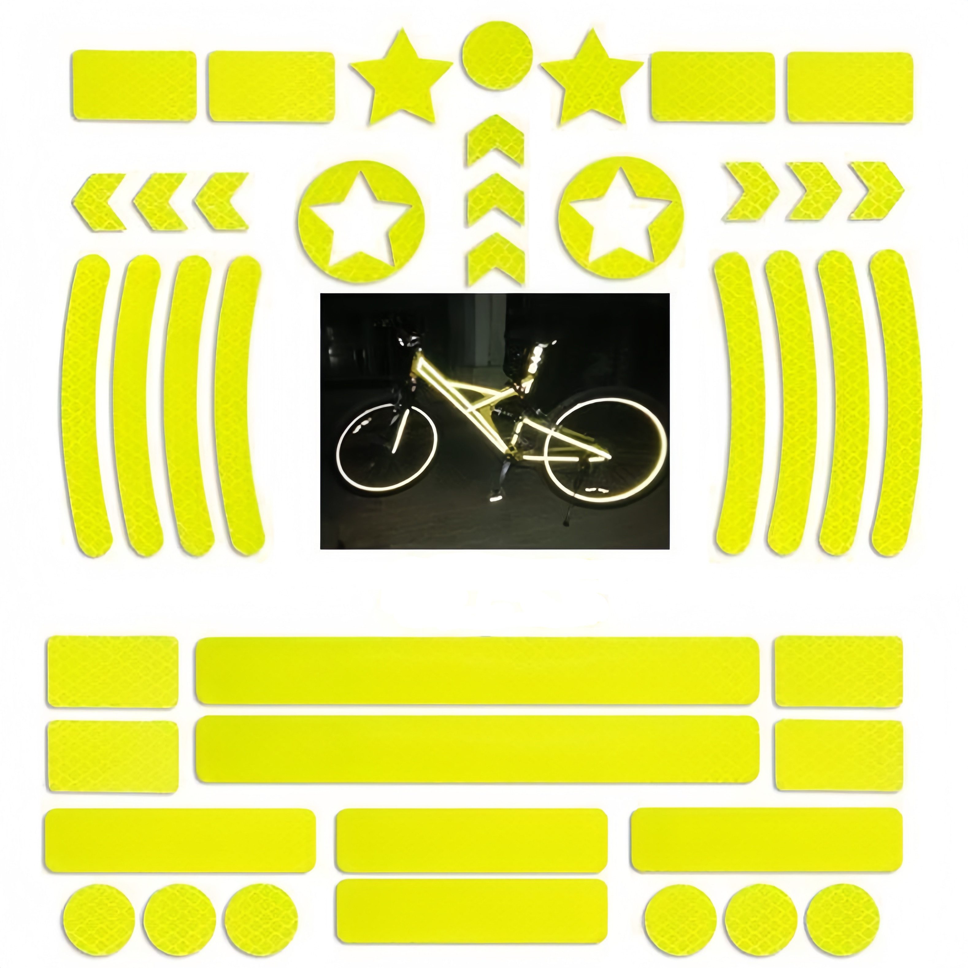 FOUORTUNATE-BEE Reflektorband Reflektierende Aufkleber für Motorrad Helm Auto Fahrrad – 42 Stück, Fluoreszierende Warnstreifen Sticker selbstklebend & wasserfest
