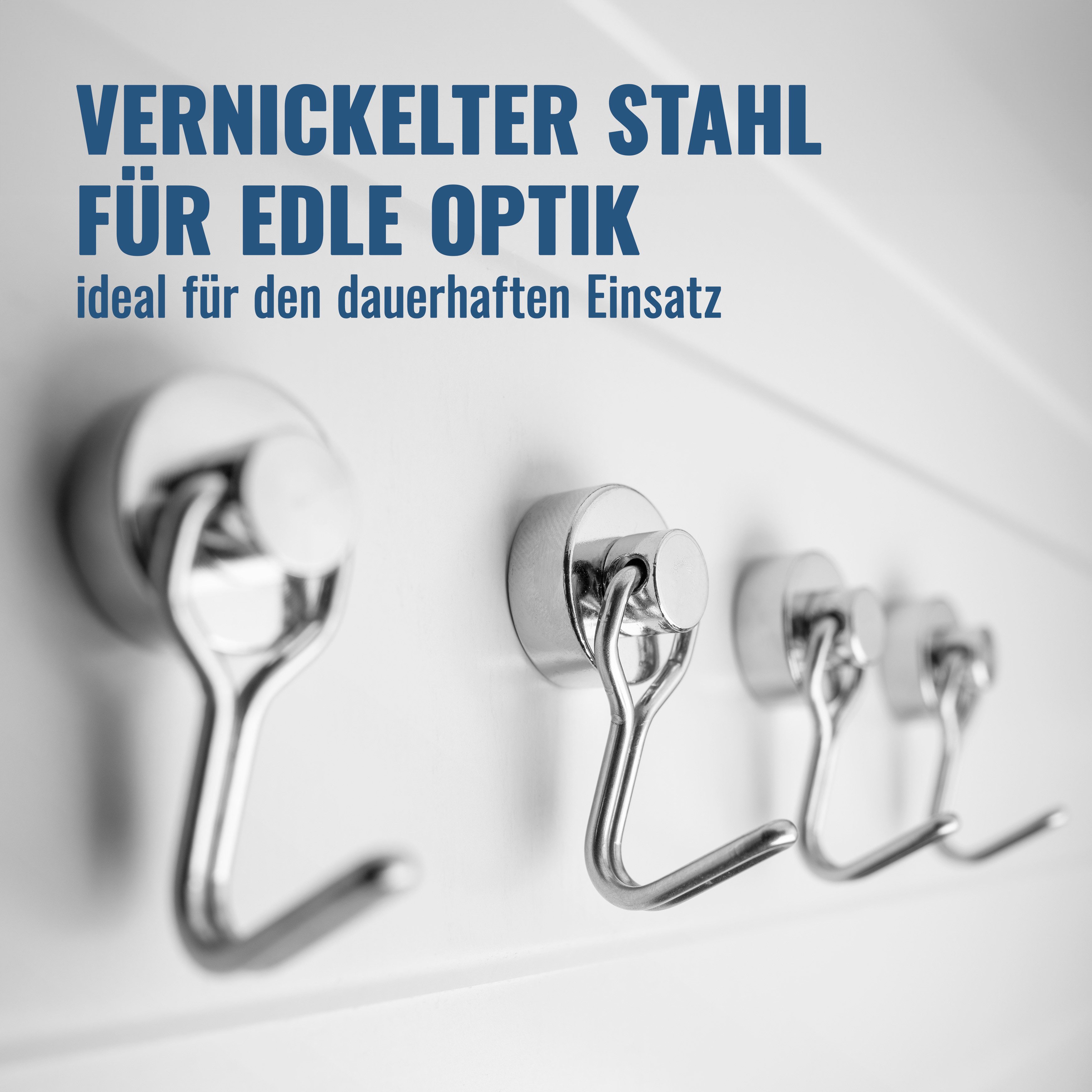 Poppstar Magnethalter (8-St), Magnethaken 8x extra stark drehbar (8 kg Haftkraft) aus Neodym