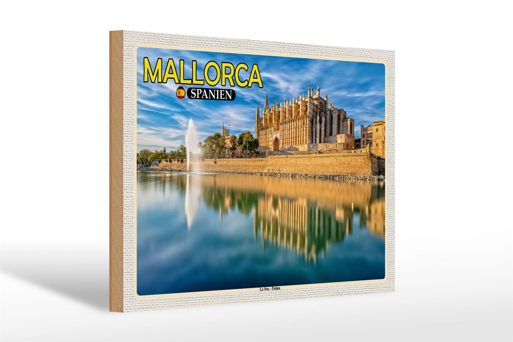 Femer GmbH Holzbild Reise 30x20cm Mallorca Spanien La Seu Palma Kathedrale, (1 St), Glatte Holzfaserplatte (MDF), vorn beschichtet