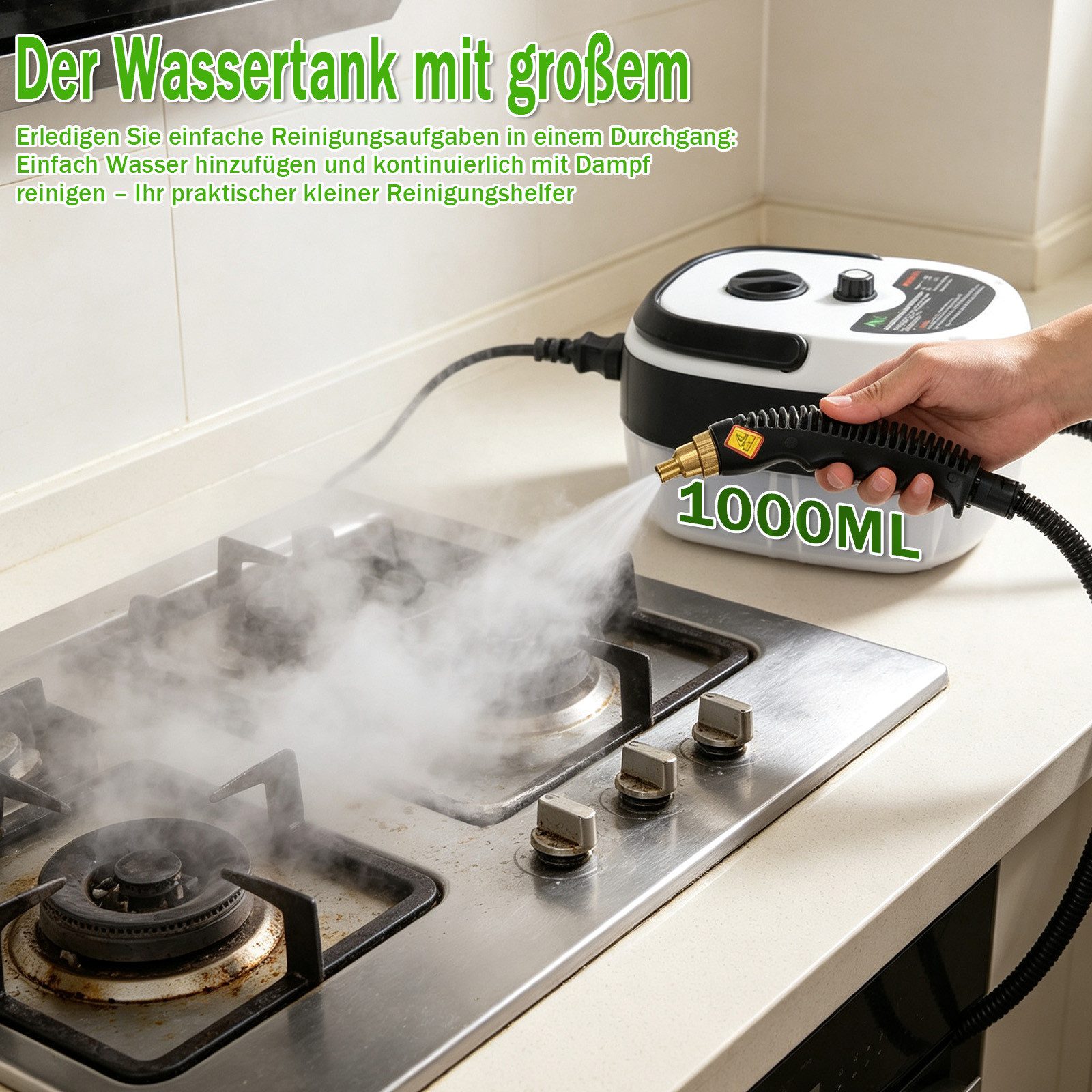 AKKEE Handdampfreiniger 2500W Dampfreiniger, tragbarer Reiniger, Küchenreiniger, 2500 W, 60 Min Betriebsdauer
