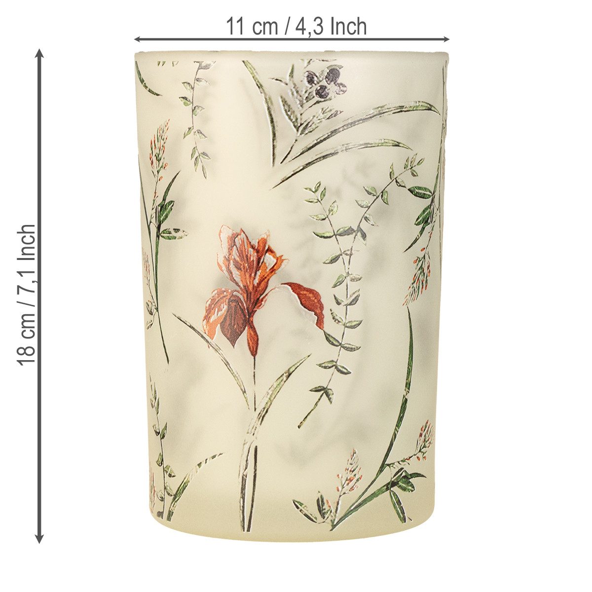 Florists Products Windlicht Stilvoller Glas-Teelichthalter mit floralem Dekor für