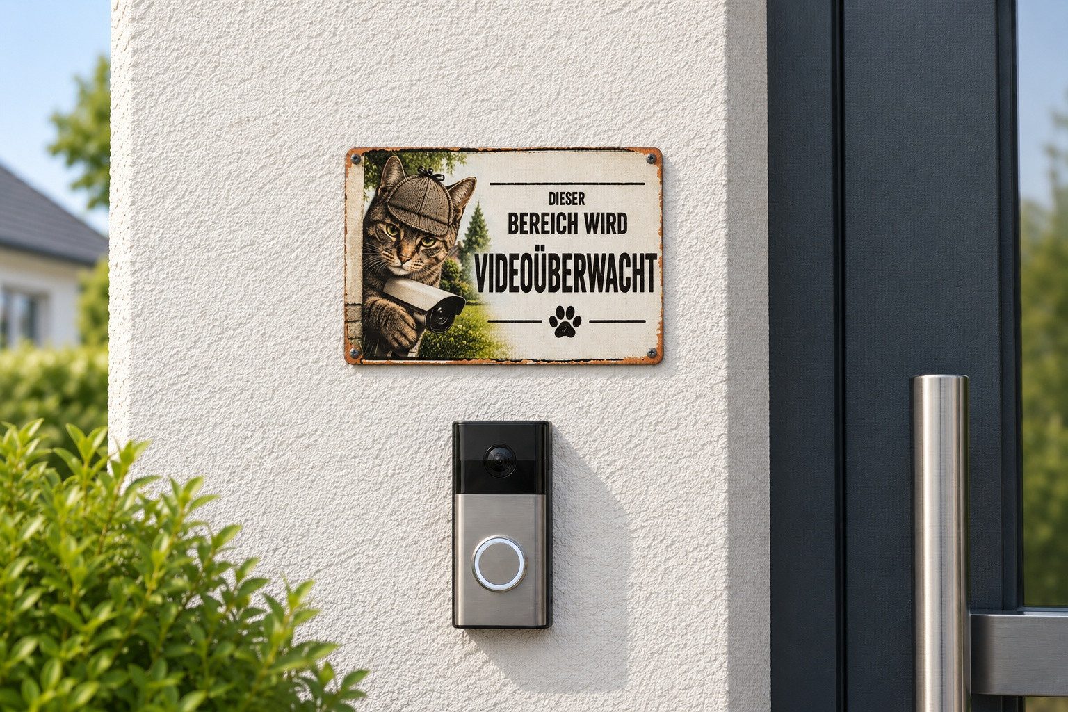BAY-Sports Warnschild Videoüberwachung Achtung Bereich wird Videoüberwacht Metallschild 30cm, Überwachungskamera Hinweis Betreten verboten – Bild 4 von 5