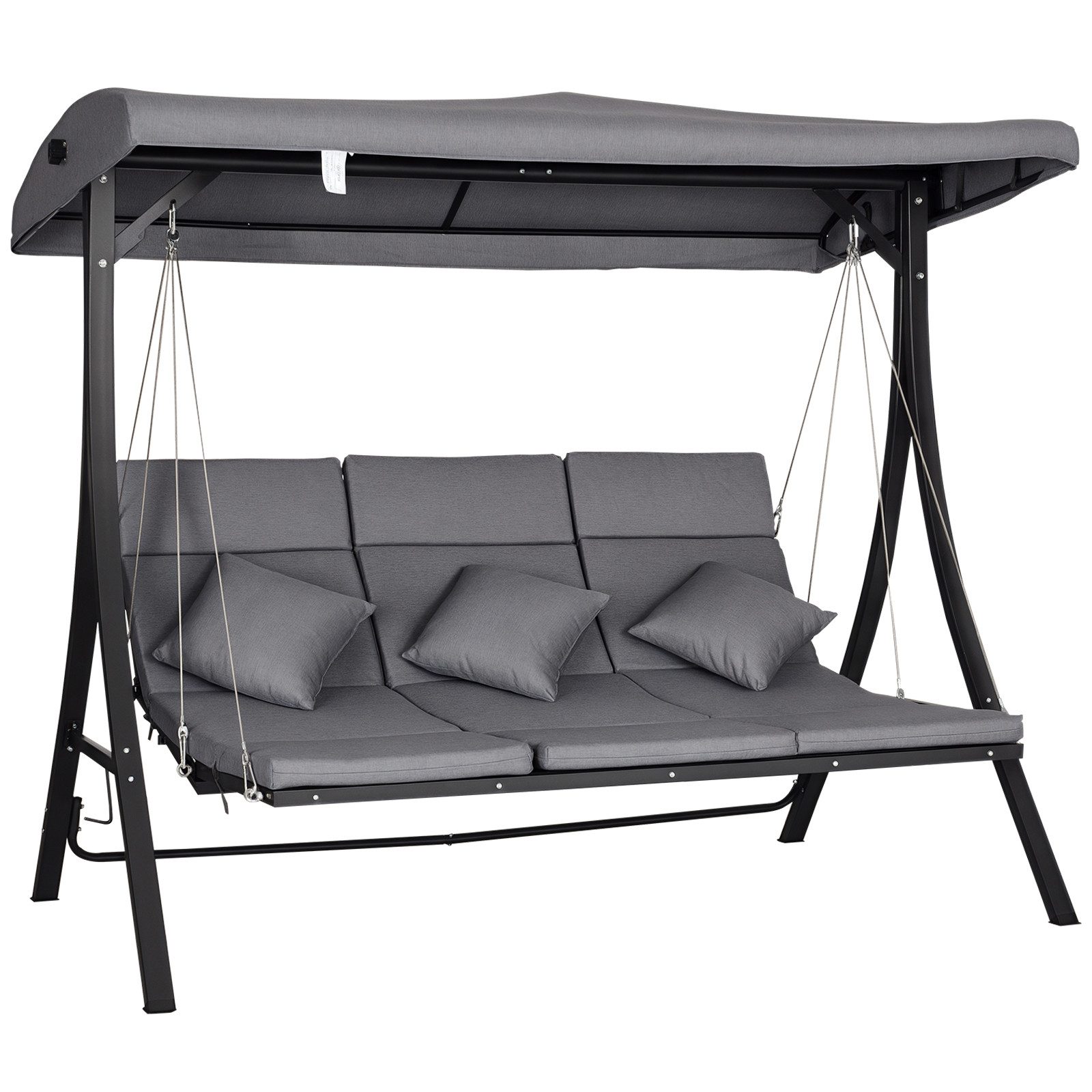Outsunny Hollywoodschaukel Gartenschaukelmit mit Sonnendach, 3-Sitzer, Vers günstig online kaufen