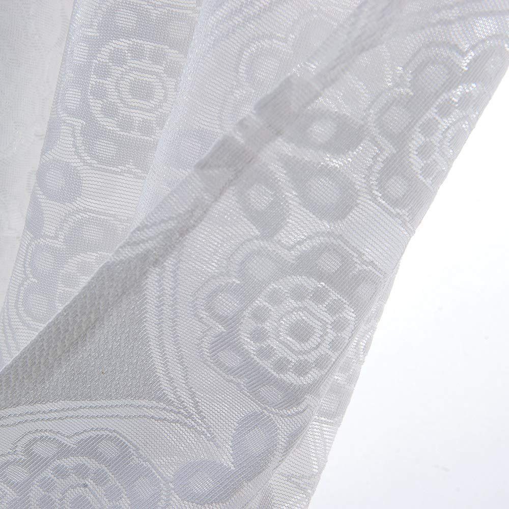 Scheibengardine, HOMEIDEAS, Stangendurchzug (1 St), Spitze halbtransparent, Weiß Vorhang, kurzer Polyester