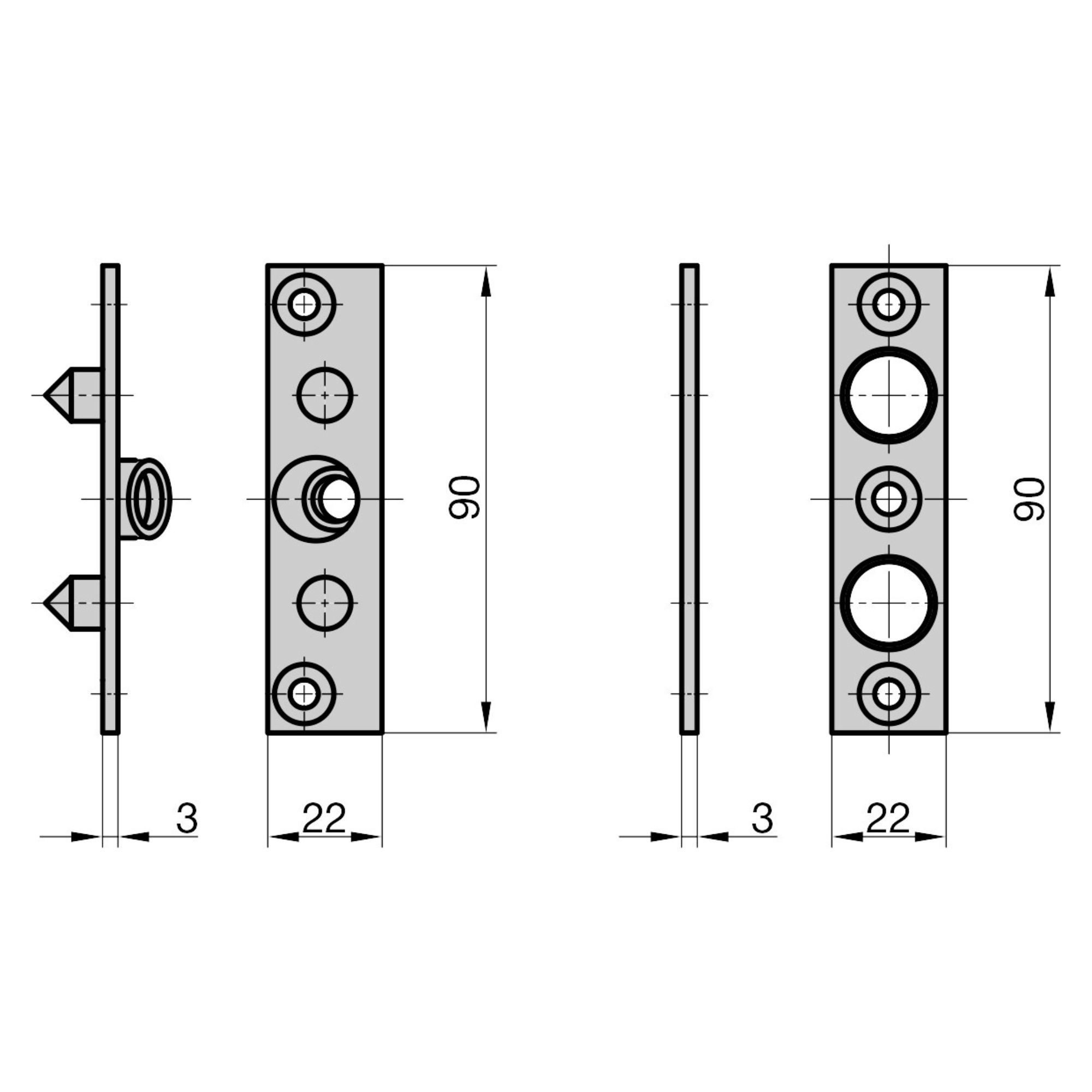 BASI Türbandseitensicherung Bändersicherung, 1 Stück, (Packung, 1-tlg), Für Holztüren, 2 Stahlzapfen, Maueranker, verzinkt, 2-teilig