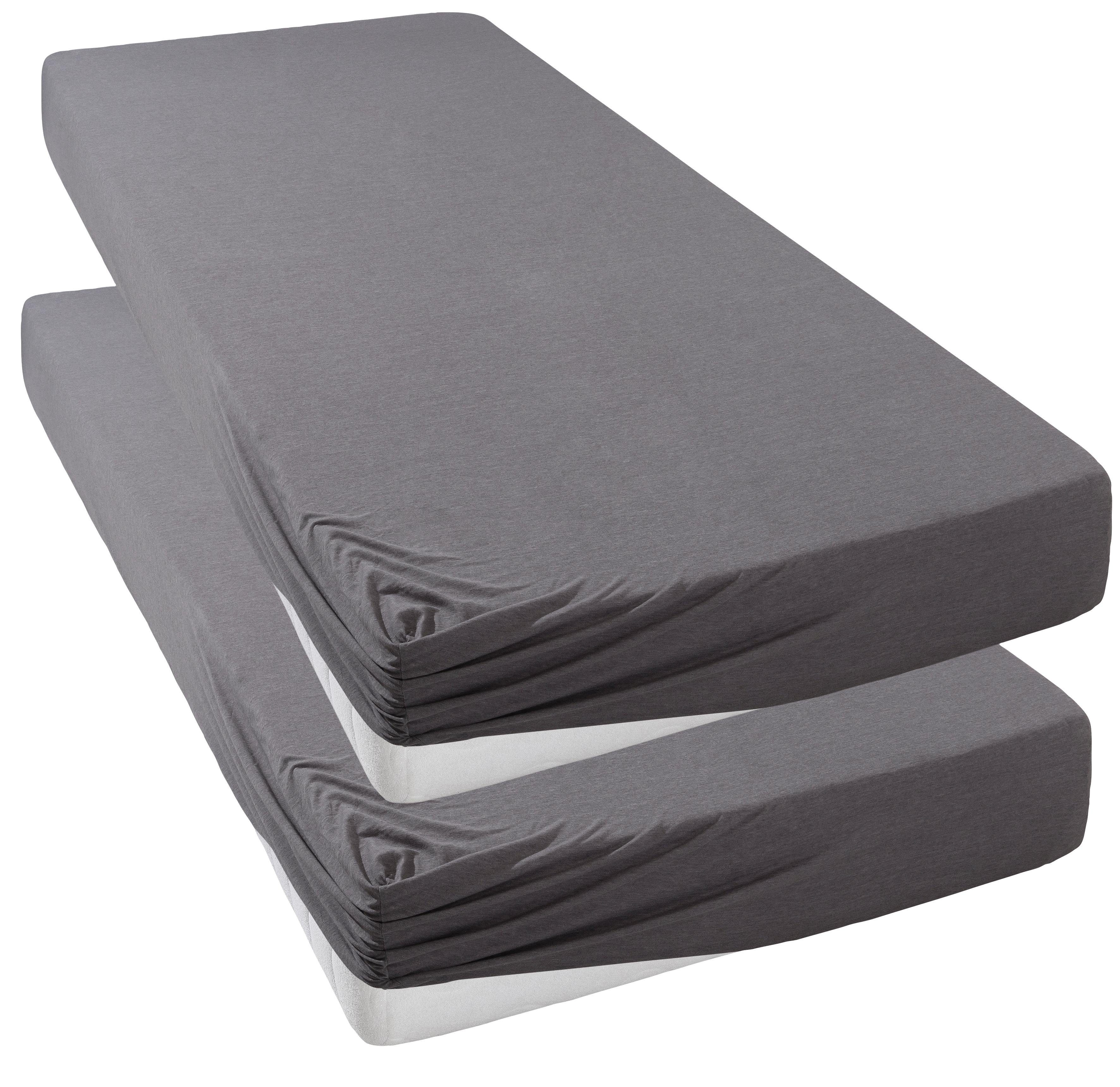 OTTO home Spannbettlaken Bettlaken Jersey, Spannbetttuch mit Baumwolle, uni, Jersey, Gummizug: rundum, (2 Stück), für Matratzen bis 18cm Höhe, Spannbettlaken, Baumwollmischung