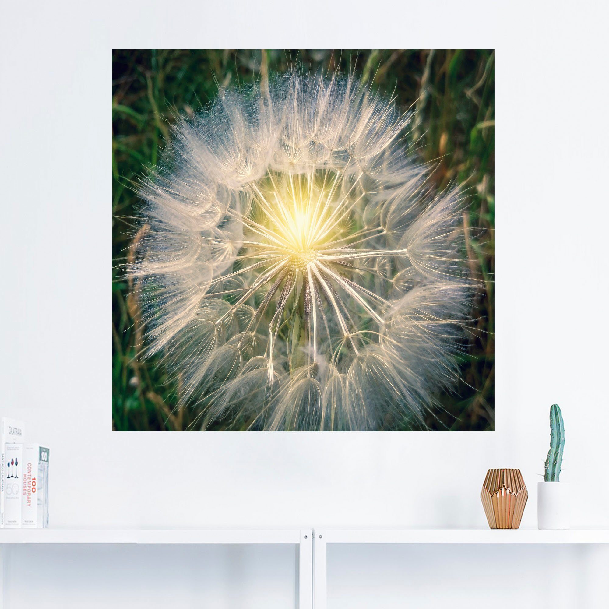 Artland Wandbild Pusteblume als mit Wandaufkleber versch. oder Makroaufnahme St), in Alubild, Größen Blumenbilder Poster Licht, Leinwandbild, (1