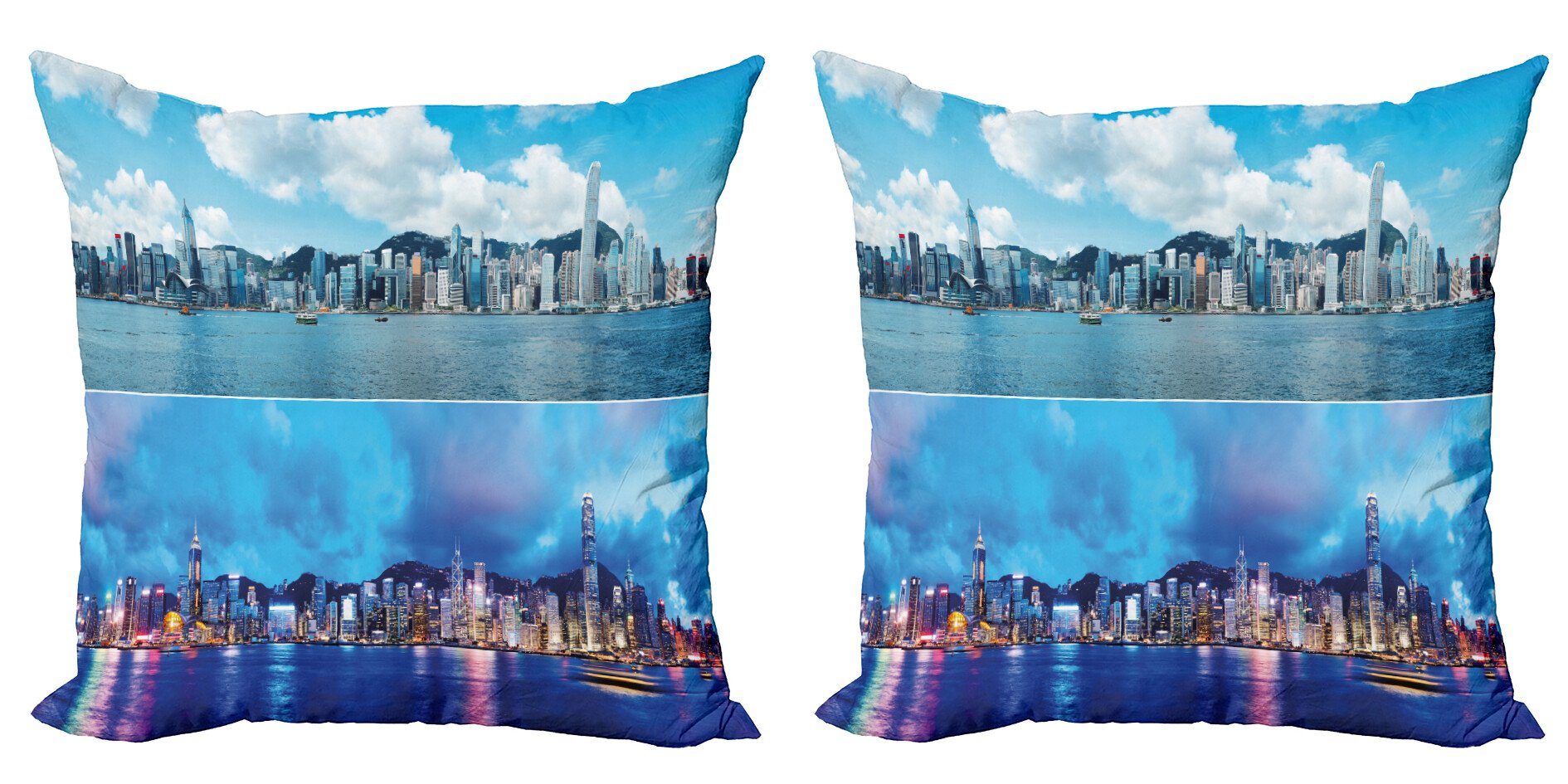 Stadt-Landschaft Abakuhaus Accent (2 Doppelseitiger Modern Digitaldruck, Kissenbezüge Hong Kong Stück), Asian